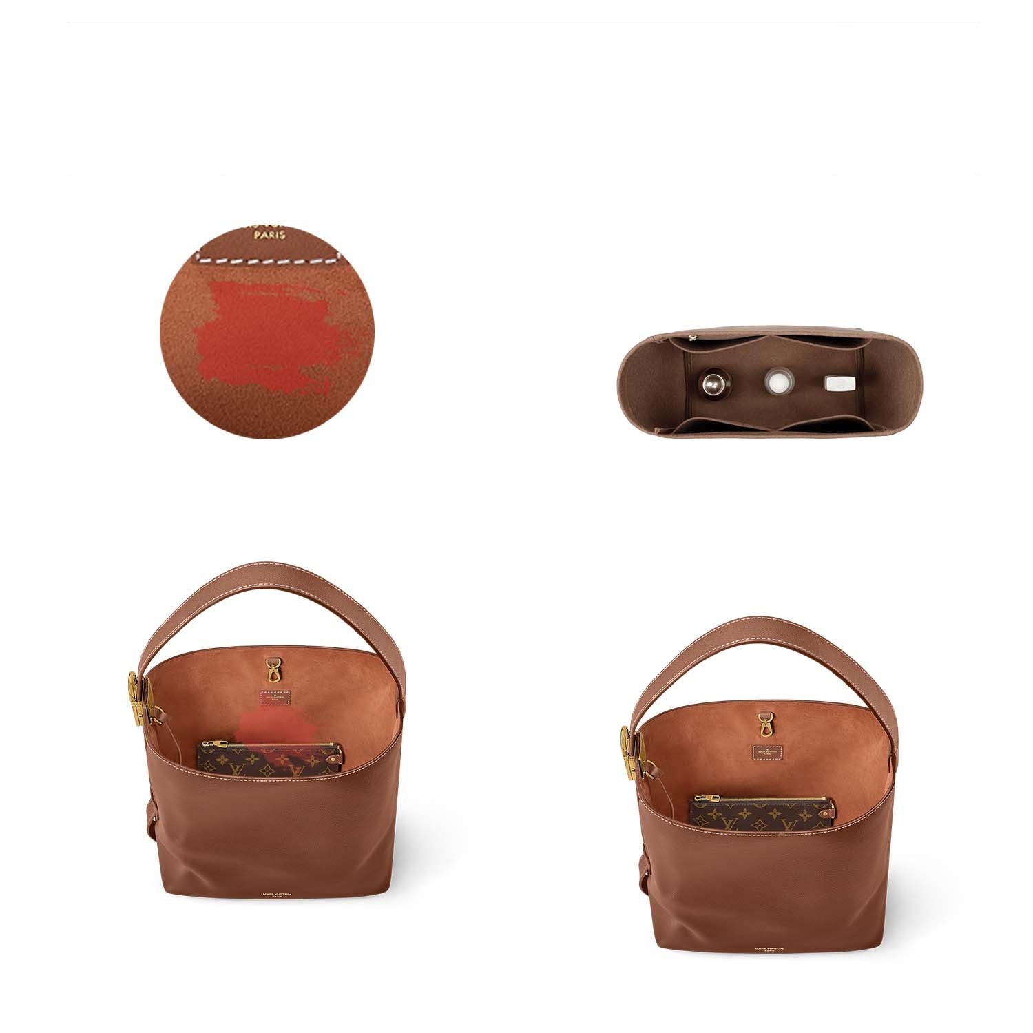 Organizér do kabelky pro LV Low Key Hobo PM / MM – 5 kapes, zip YKK detail image 3