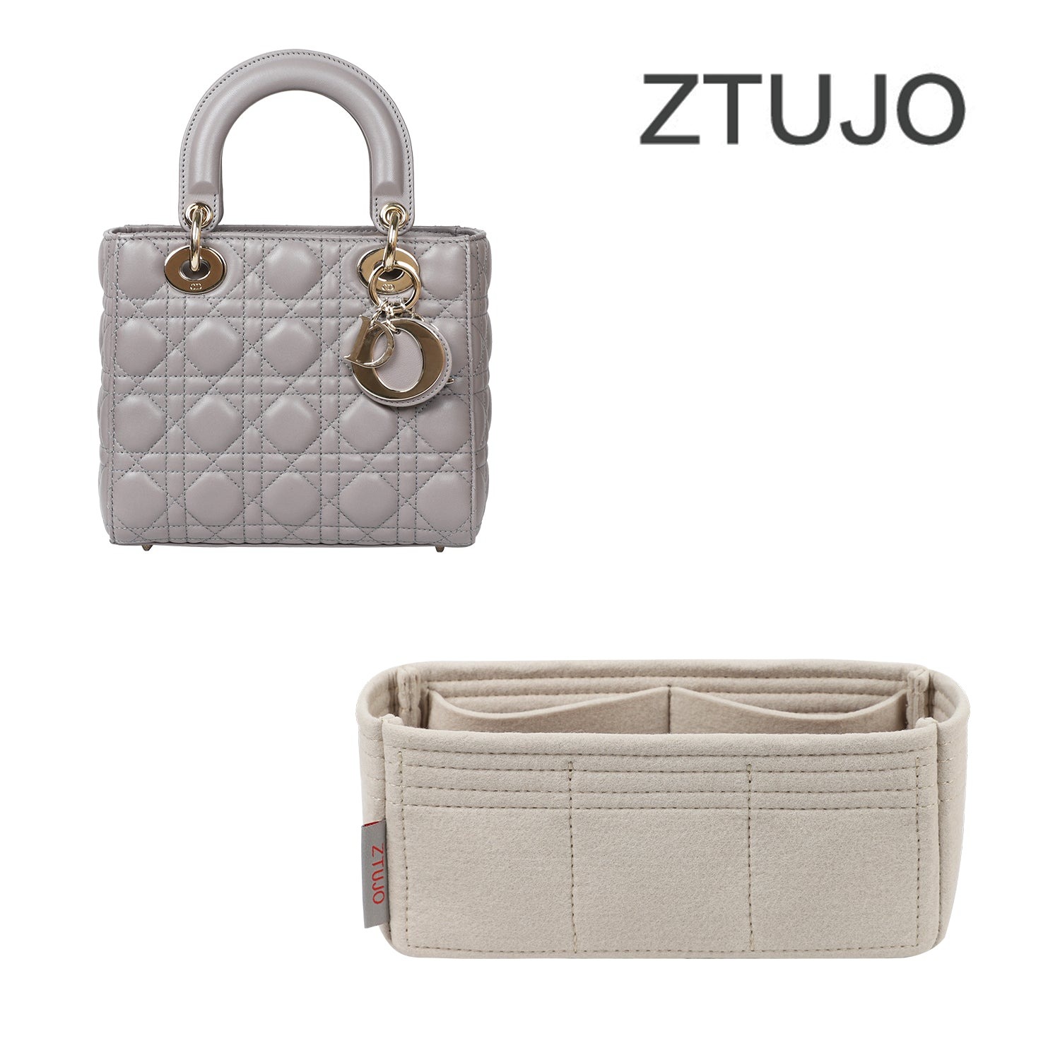 Vložka do kabelky pro Lady Dior Mini / Small / Medium / Large – 6 kapes, plsť