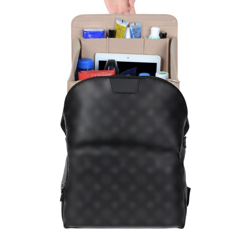 Organizador de bolso de fieltro para mochilas: compatible con bolsos redondos y cuadrados, en beige/gris/marrón/negro. product image 10