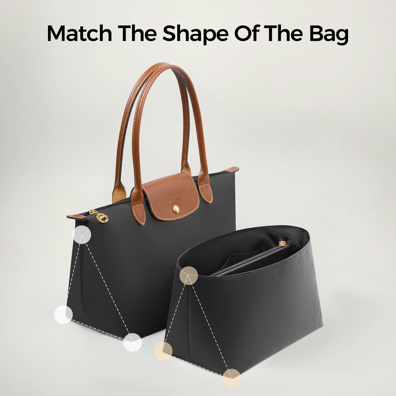 Purse Organizer Insert för Longchamp Le Pliage – Ultralätt Vattentåligt Miljövänligt DuPont-papper, 6 fack product image 7