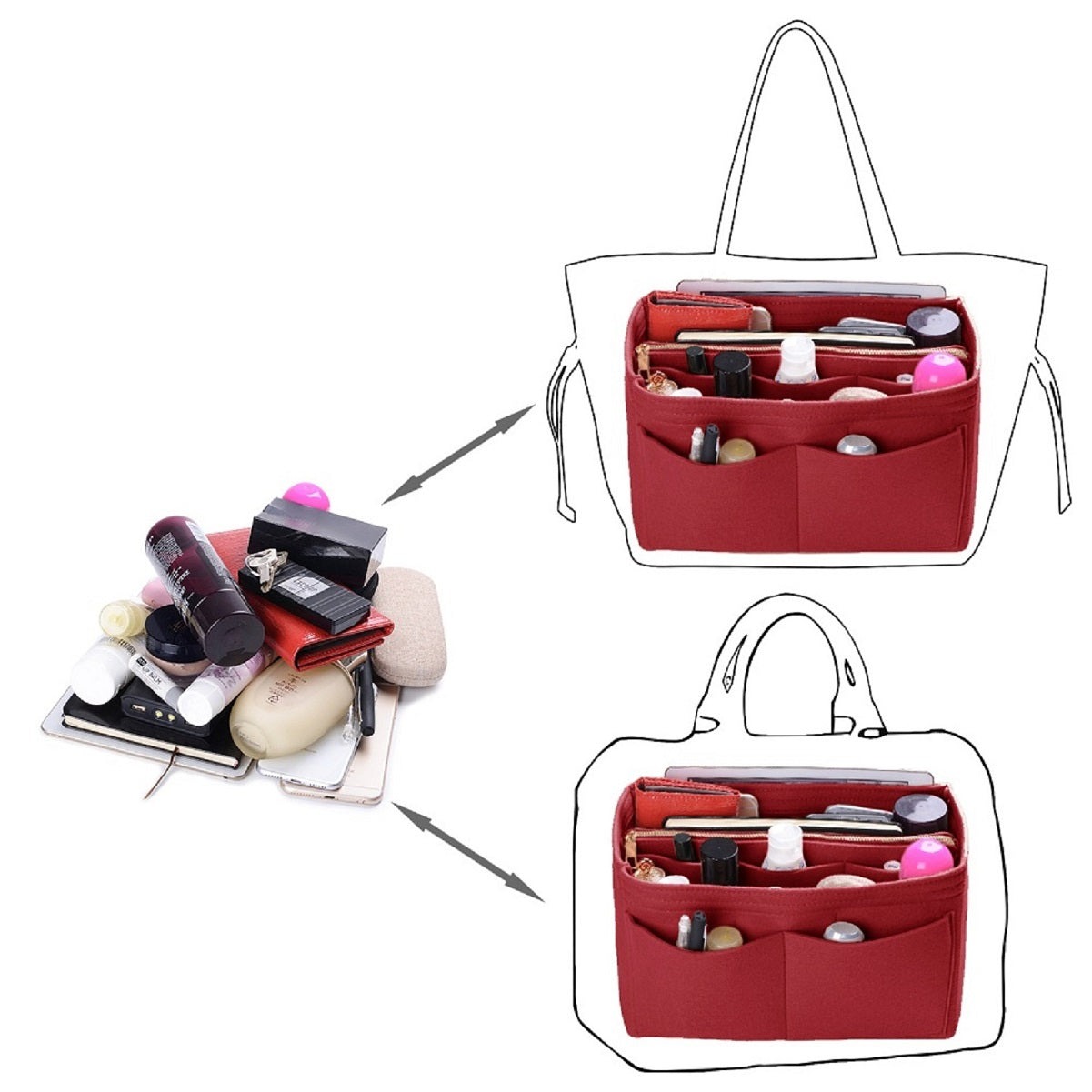 Organizér do kabelky pro LV Speedy Neverfull Tote – 6 velikostí, vložka do tašky z plsti se zipem detail image 18