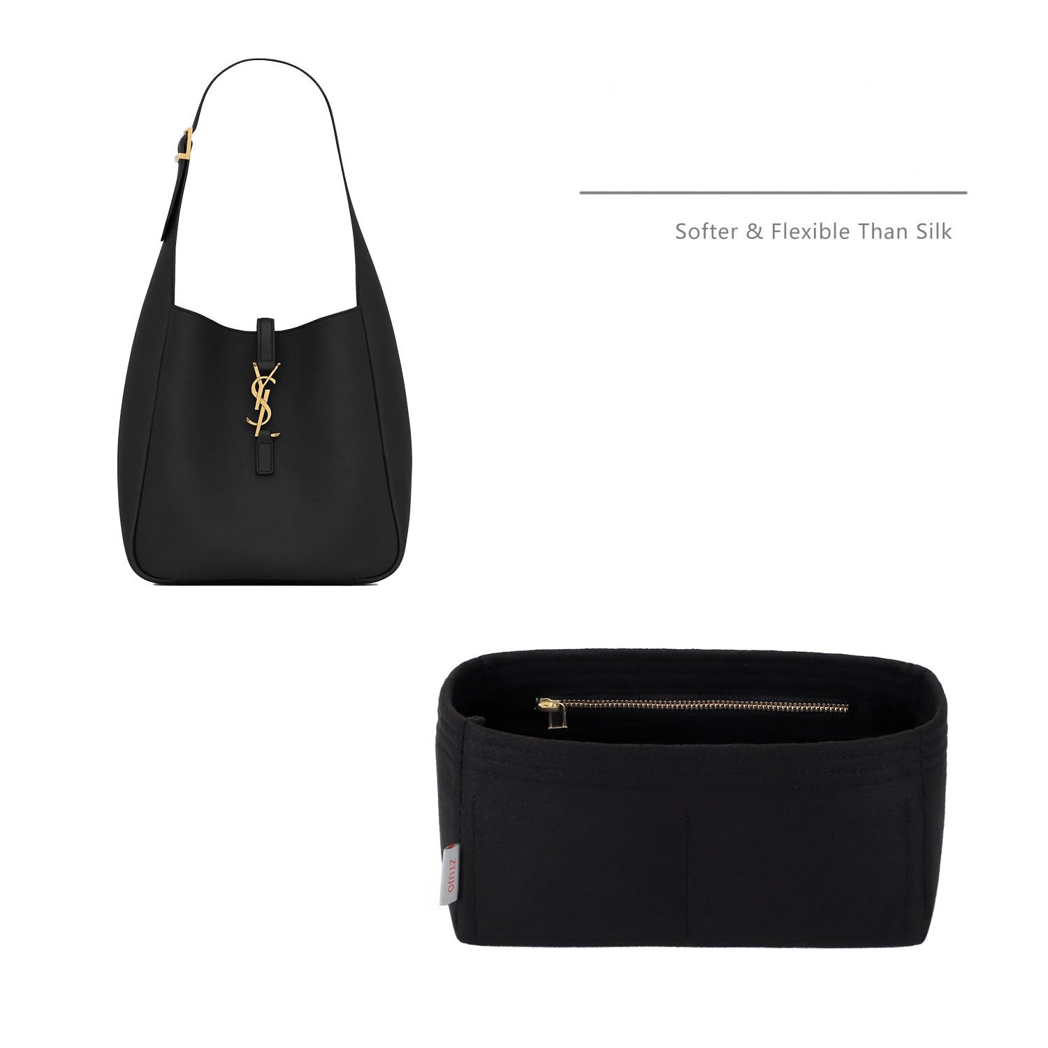 YSL LE 5 A 7 Supple Baby / Small / Large용 파우치 오거나이저 – 5개 포켓이 있는 프리미엄 펠트 인서트