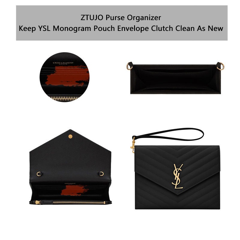 Organizér do kabelky pro YSL Monogram Pouch Envelope Clutch – 2 kapsy, plstěná vložka detail image 2