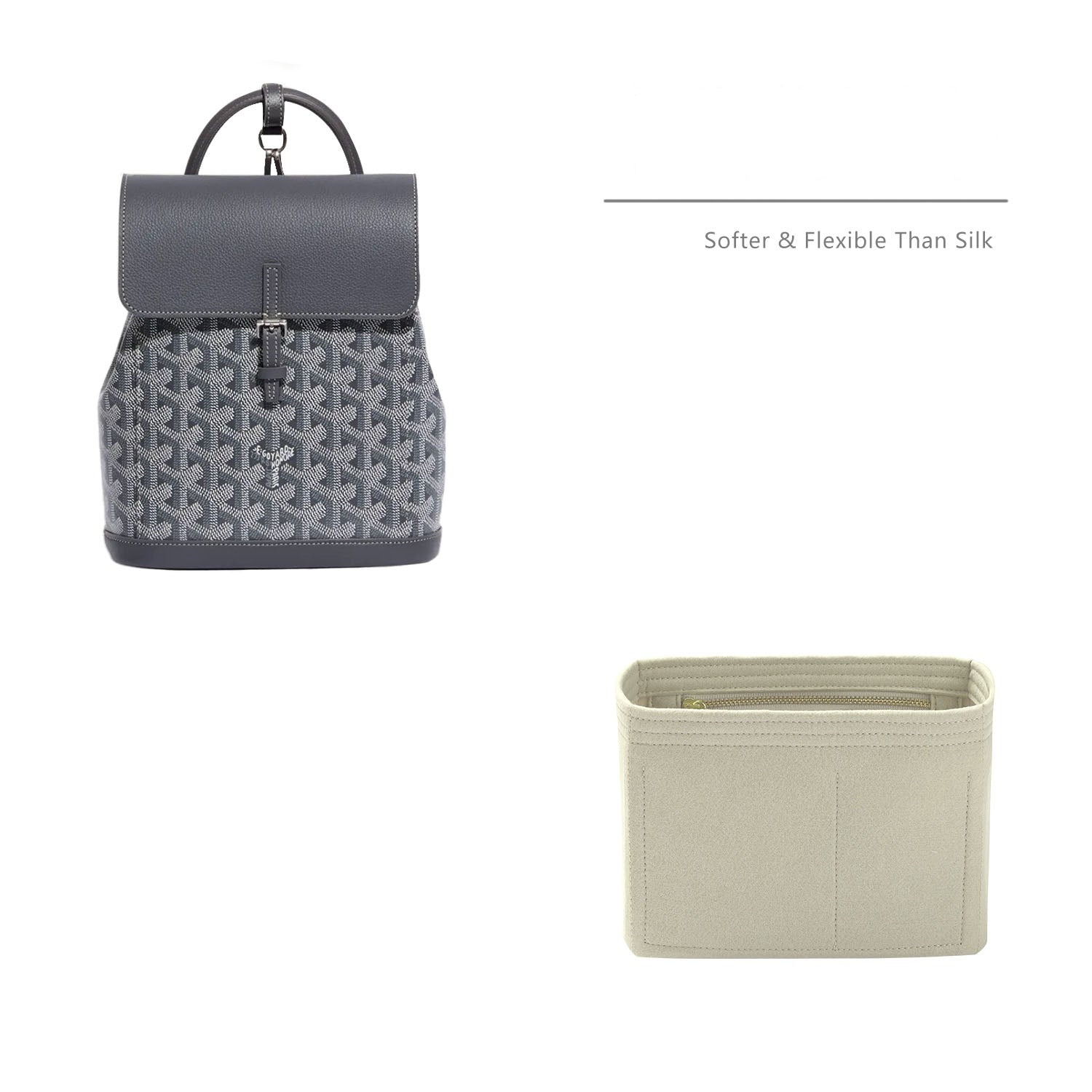 Premium-plånboksorganisatör för Goyard Alpin Backpack Mini / MM – 5 fack, YKK-blixtlås
