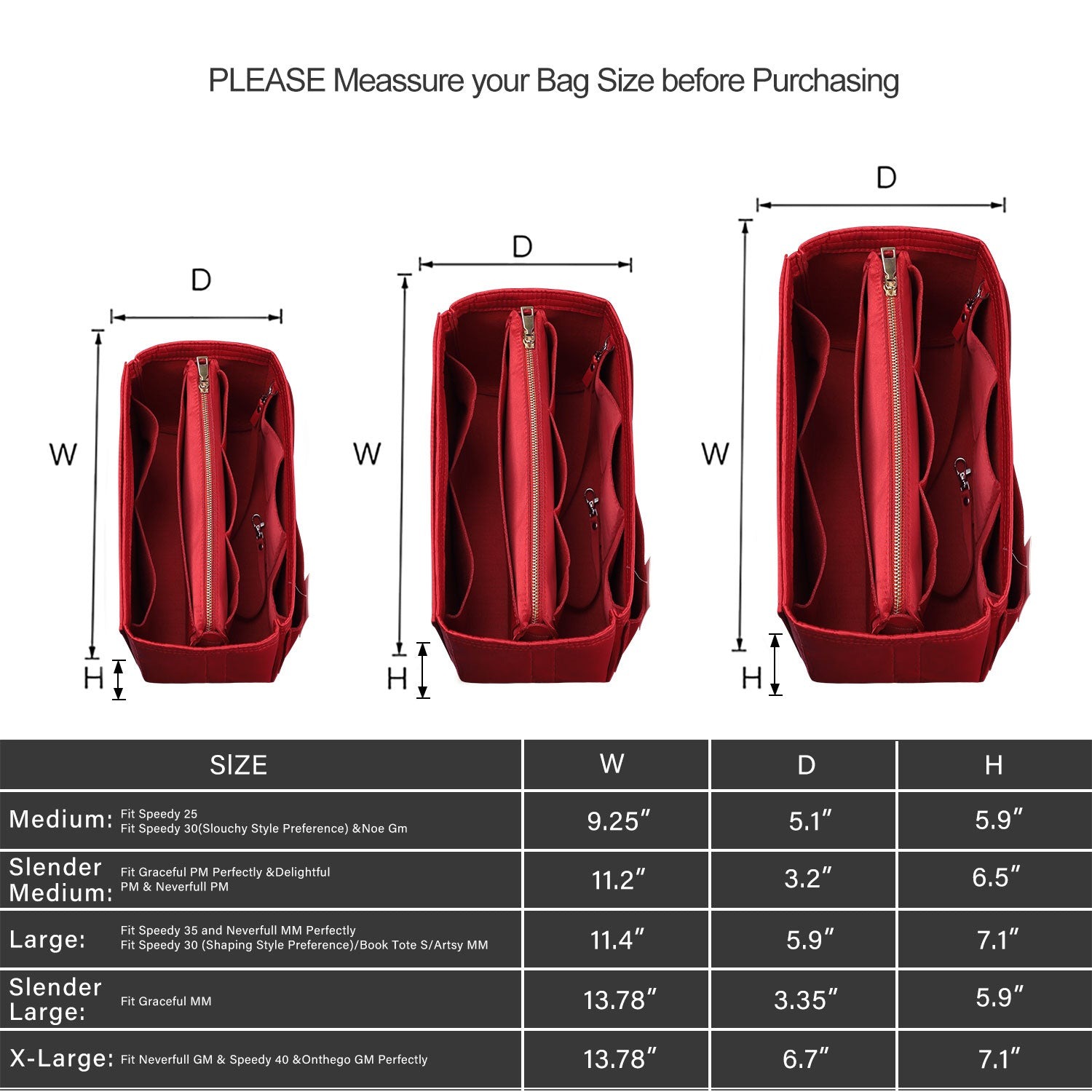 Organizador para Bolsa LV Speedy Neverfull Tote – 6 Tamanhos, Insert de Feltro para Bolsa com Zíper product image 134