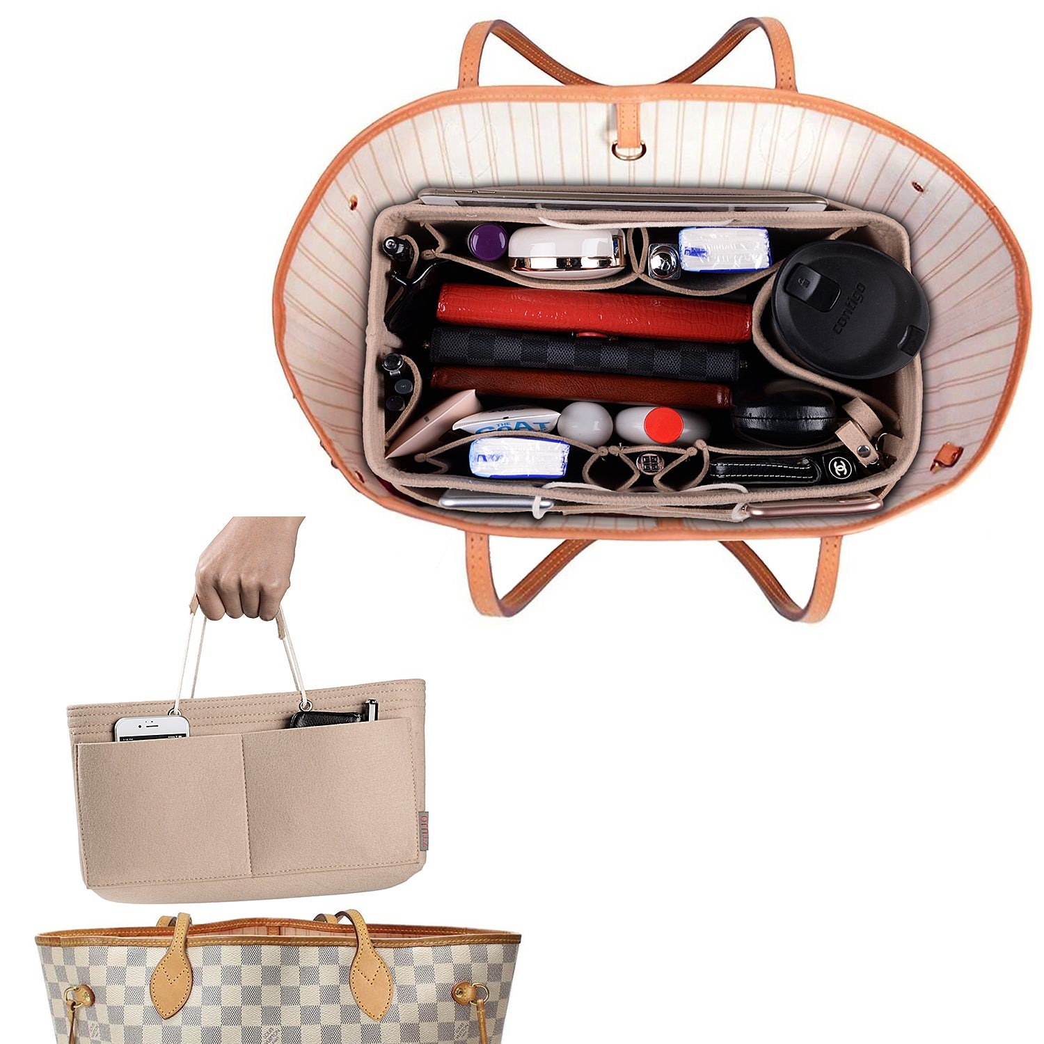 Organizer Tas Felt Multi-Saku dengan Gagang – Cocok untuk LV Speedy 30, 35 & Neverfull MM (Sedang/Besar) product image 27