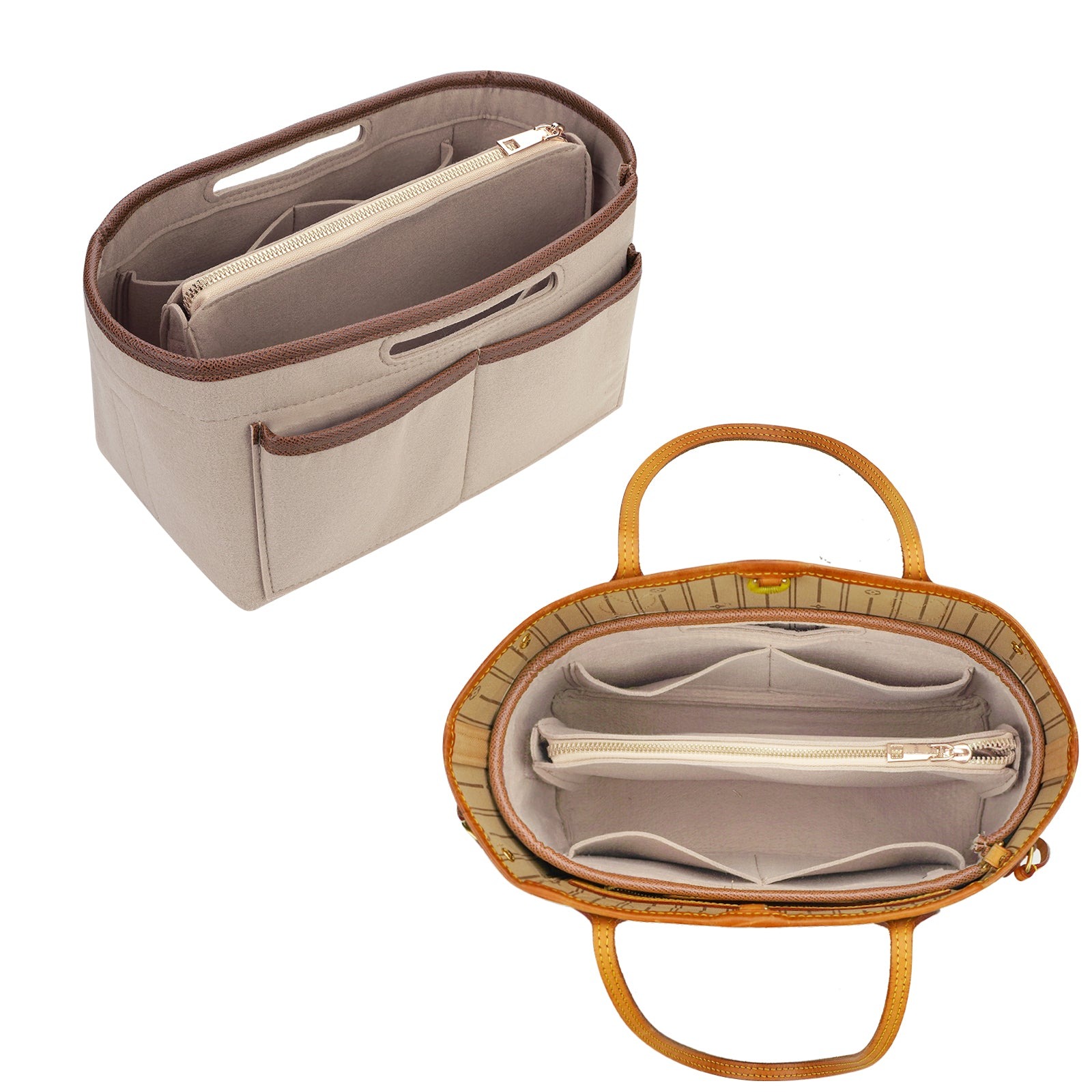 Organizador para bolso tipo inserto – Bolso dentro de bolso de fieltro compatible con Longchamp Le Pliage, Neverfull, Speedy y más