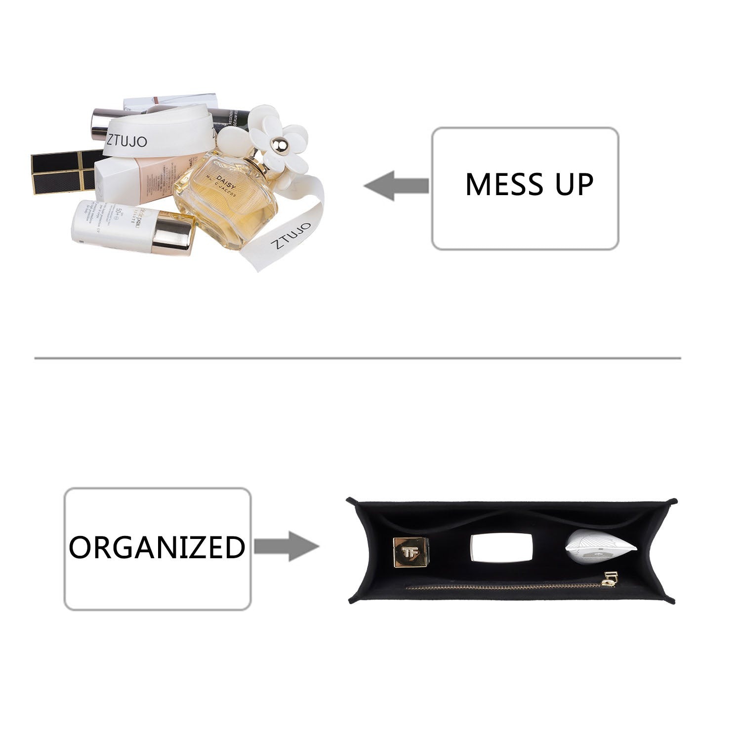 Organizer Premium per Pochette YSL Envelope WOC / Piccola / Media / Grande – Feltro Morbido, Cerniera YKK product image 3