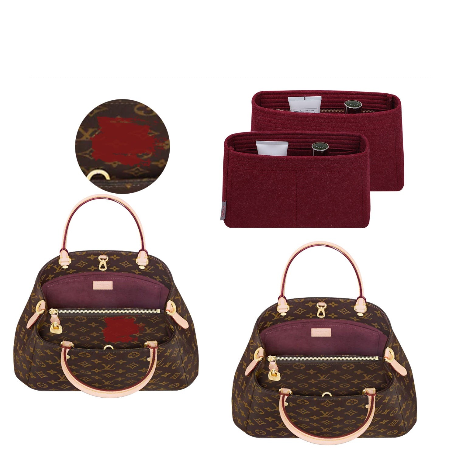 Premium pungorganizer til LV Montaigne BB / MM – 5 lommers filtindsats product image 5