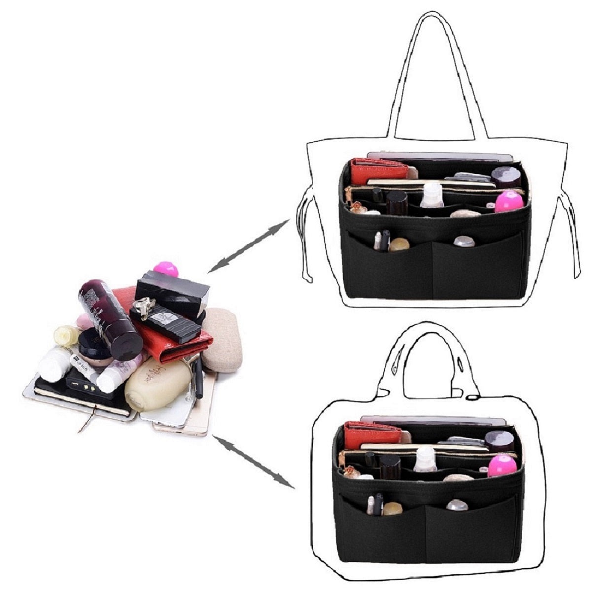 Organizér do kabelky pro LV Speedy Neverfull Tote – 6 velikostí, vložka do tašky z plsti se zipem detail image 11