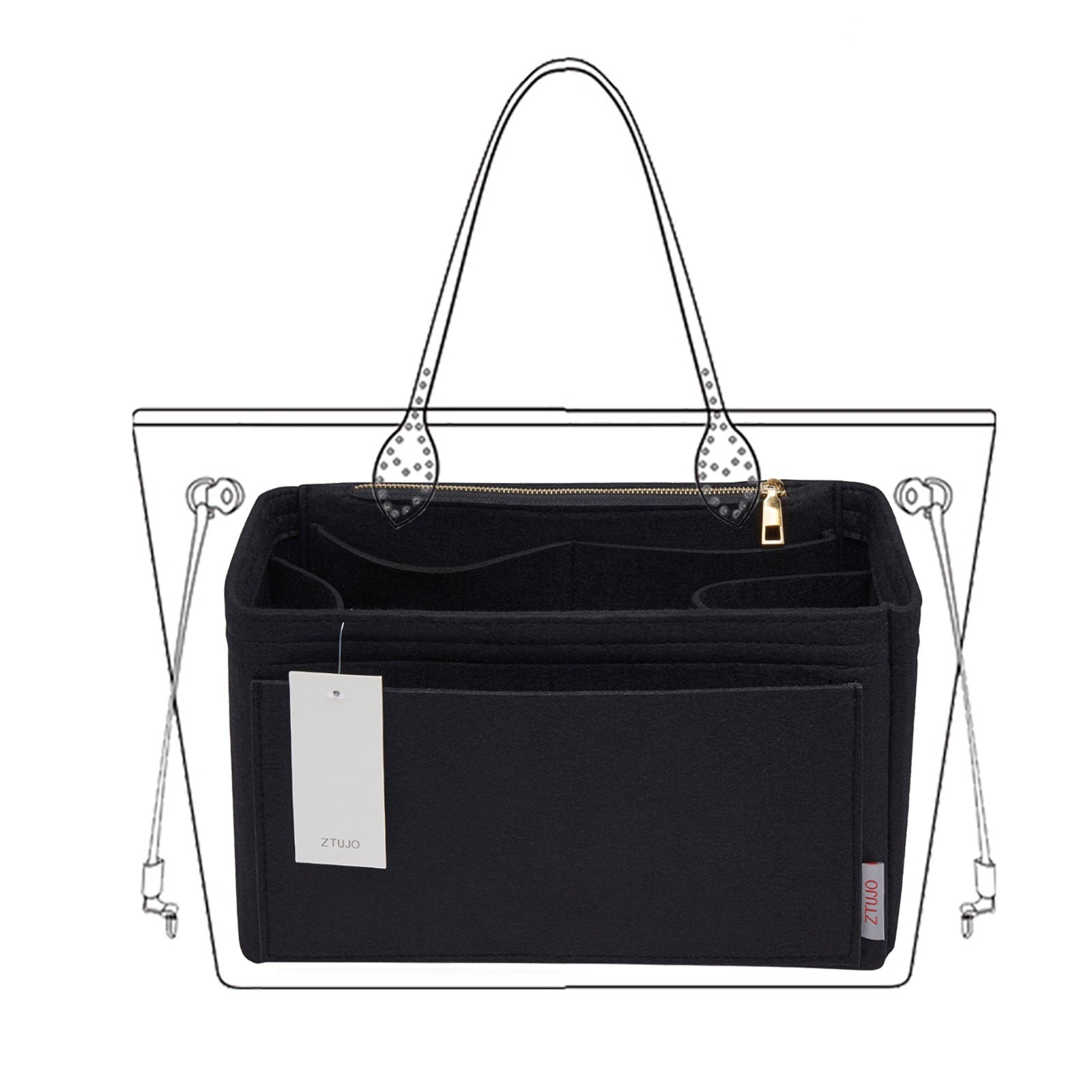 Organizador de bolso de fieltro para interiores con portabotellas – Delgado Medio, Grande, Extra Grande product image 15