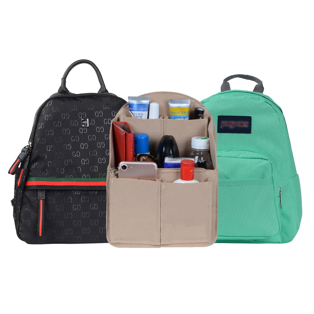 Organizador de bolso de fieltro para mochilas: compatible con bolsos redondos y cuadrados, en beige/gris/marrón/negro. product image 52