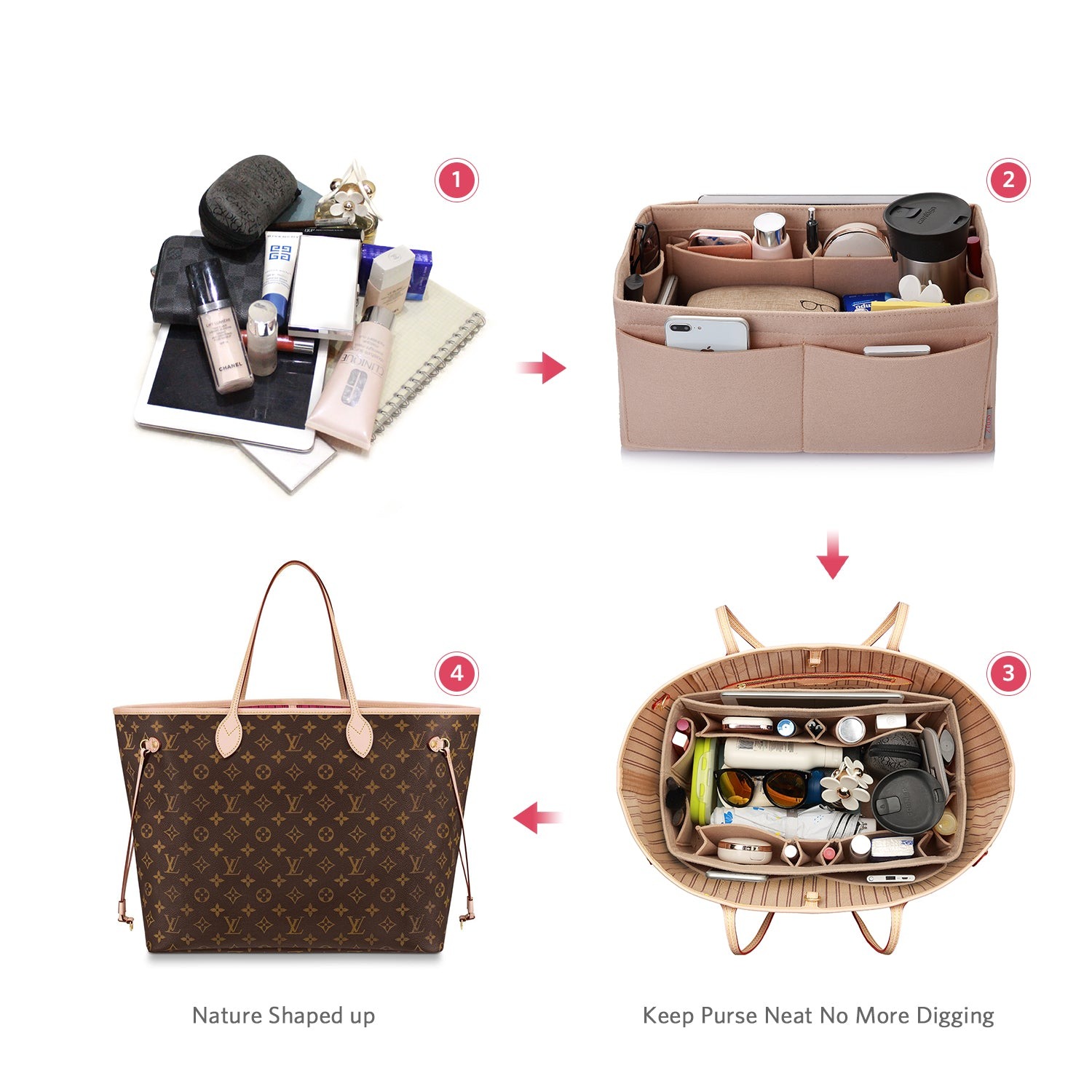 Organisateur de sac à main en feutre – Très grande taille (Convient au Speedy 40 / Neverfull GM) product image 6