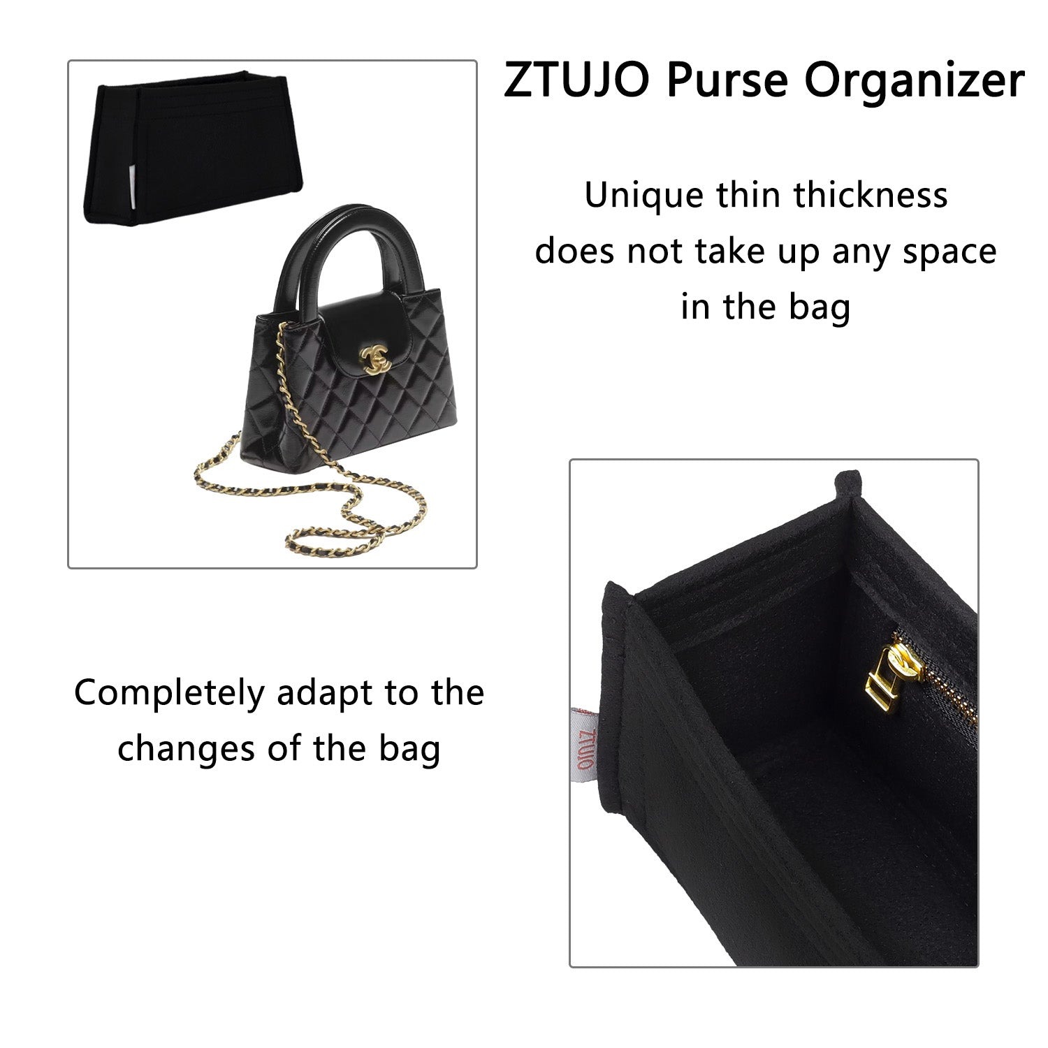 Penyusun Beg untuk Beg Chanel Kelly – Sisipan Felt Premium dengan Zip YKK product image 6