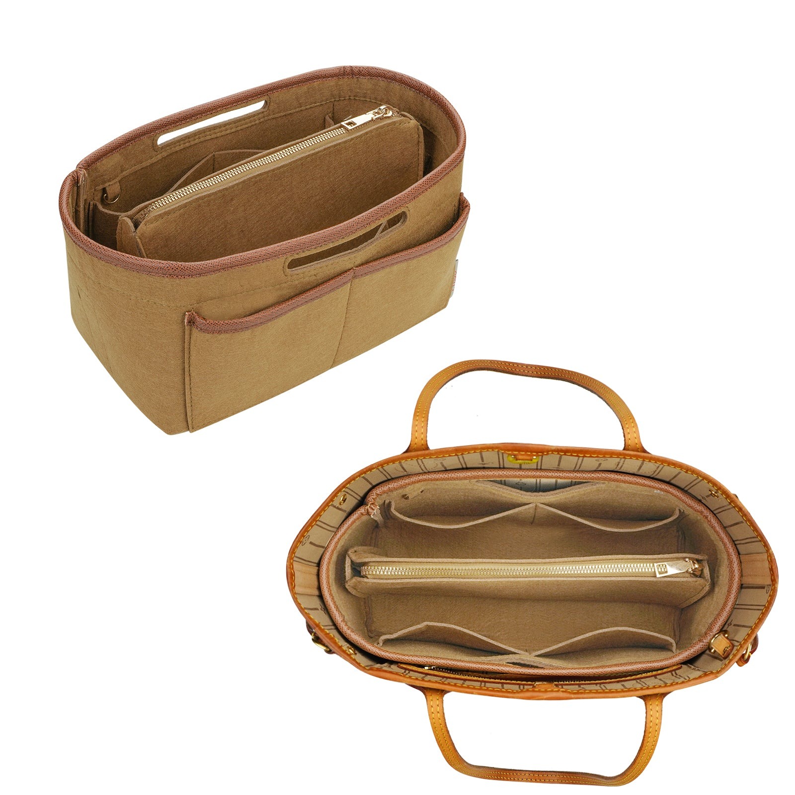 Handtaschen-Organizer-Einsatz für Tote Bags – Filz-Tasche-in-Tasche kompatibel mit Longchamp Le Pliage, Neverfull, Speedy und mehr detail image 8