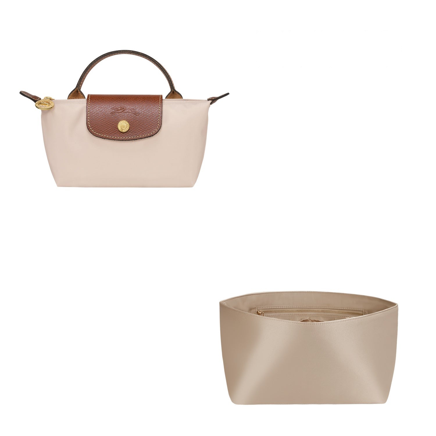 Organizador de bolso de seda para Longchamp Le Pliage Mini / Pequeño / Mediano / Grande