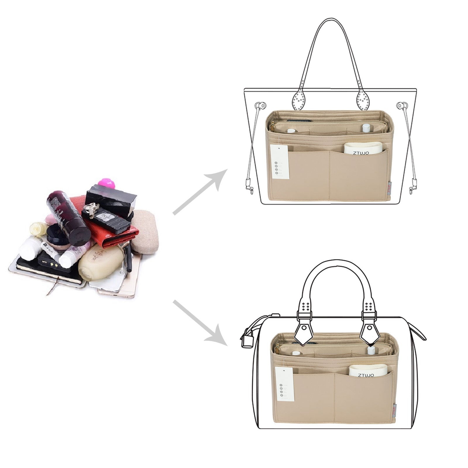 Organizador para Bolsa LV Speedy Neverfull Tote – 6 Tamanhos, Insert de Feltro para Bolsa com Zíper product image 114