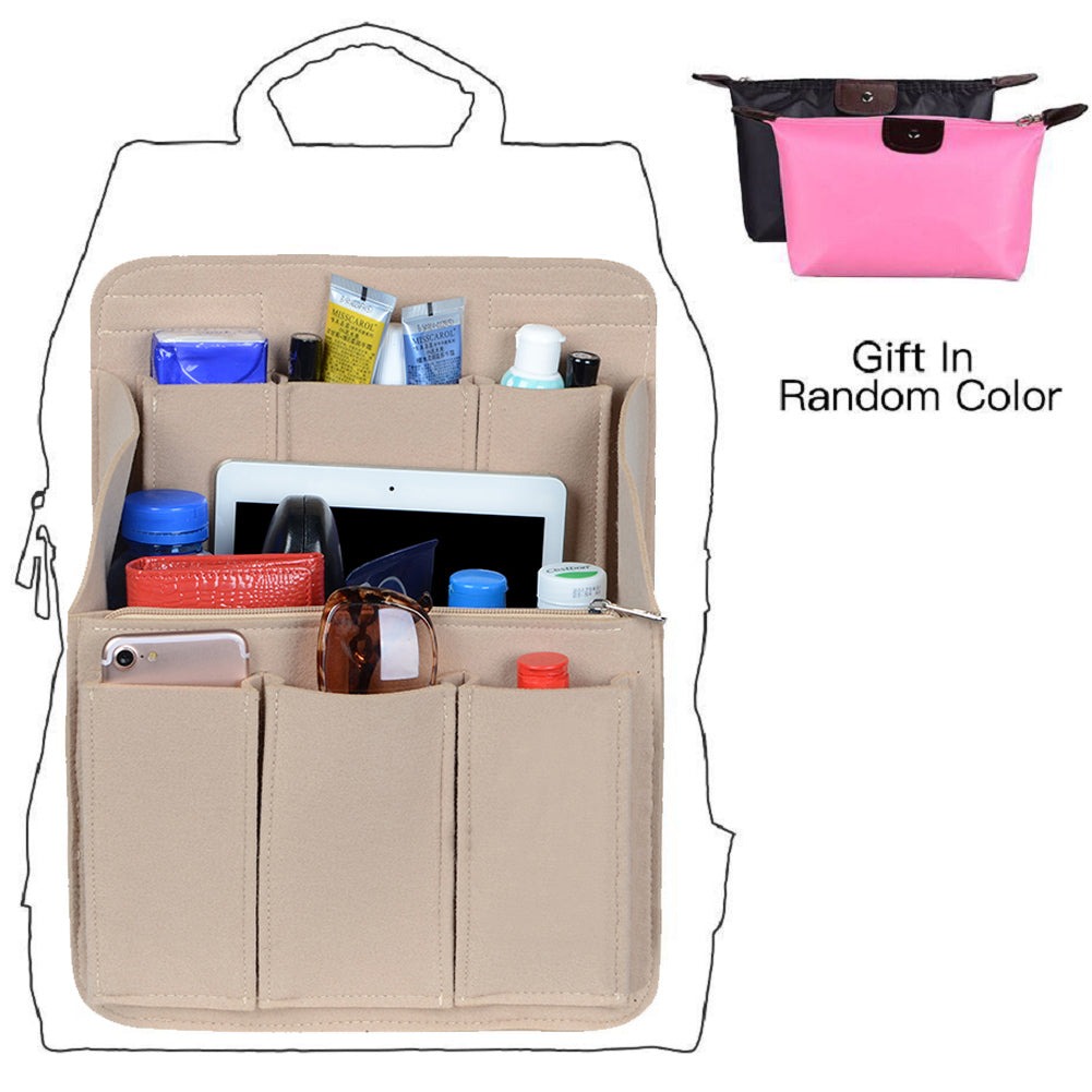 Organizador de bolso de fieltro para mochilas: compatible con bolsos redondos y cuadrados, en beige/gris/marrón/negro. product image 8