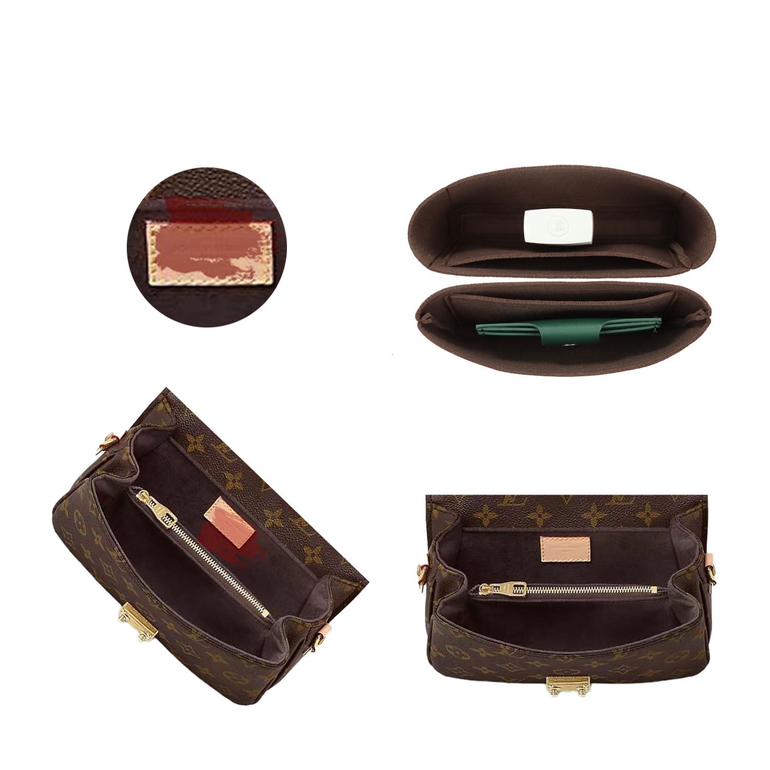 Prémiový organizér do kabelky pro LV Pochette Metis East West – 2 kapsy, tmavě hnědá / vlastní barva product image 4