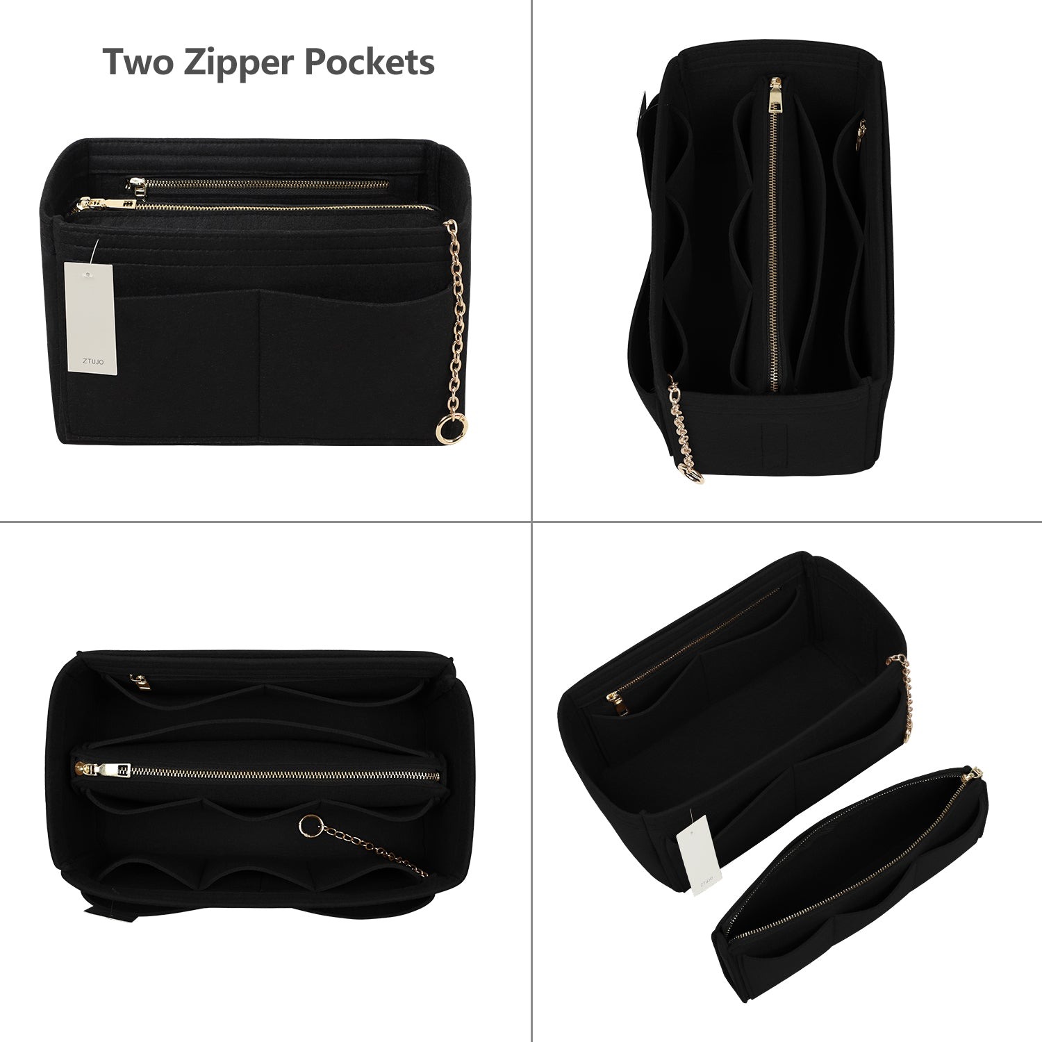 Organizér do kabelky z plsti s bočním zipem, odnímatelná střední kapsa pro LV Speedy Neverfull tote, 5 velikostí product image 11