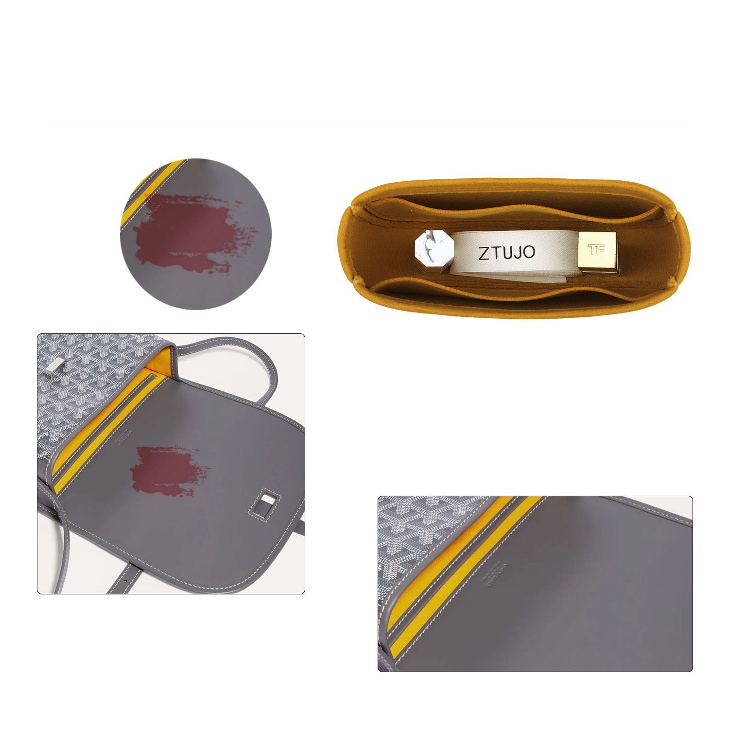 Premium-plånbokslayout för Goyard Belvedere PM / MM – 2 fickor, mjuk filt product image 5