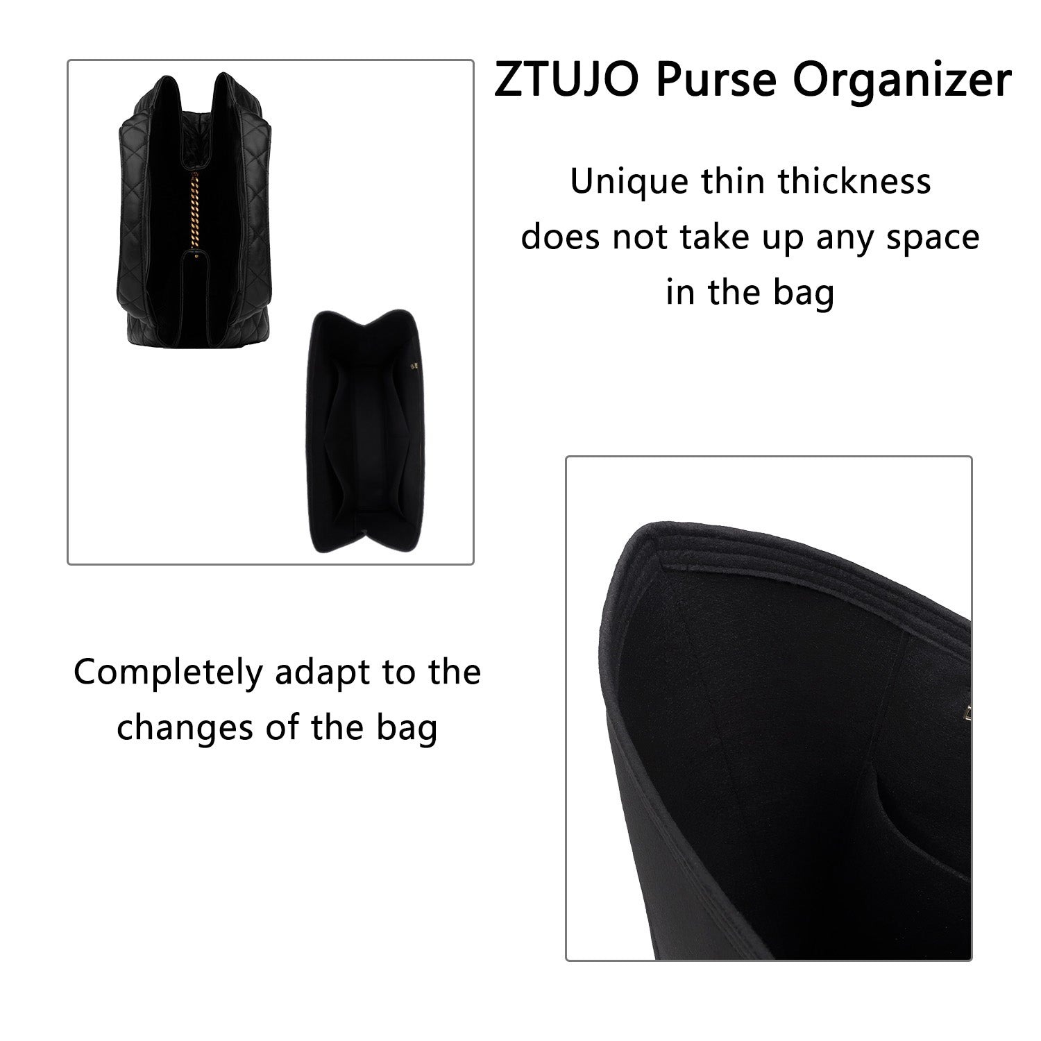 Přepážkový organizér pro kabelku YSL ICARE Maxi Shopping Bag – 5 kapes, měkká plsť, zip YKK detail image 5