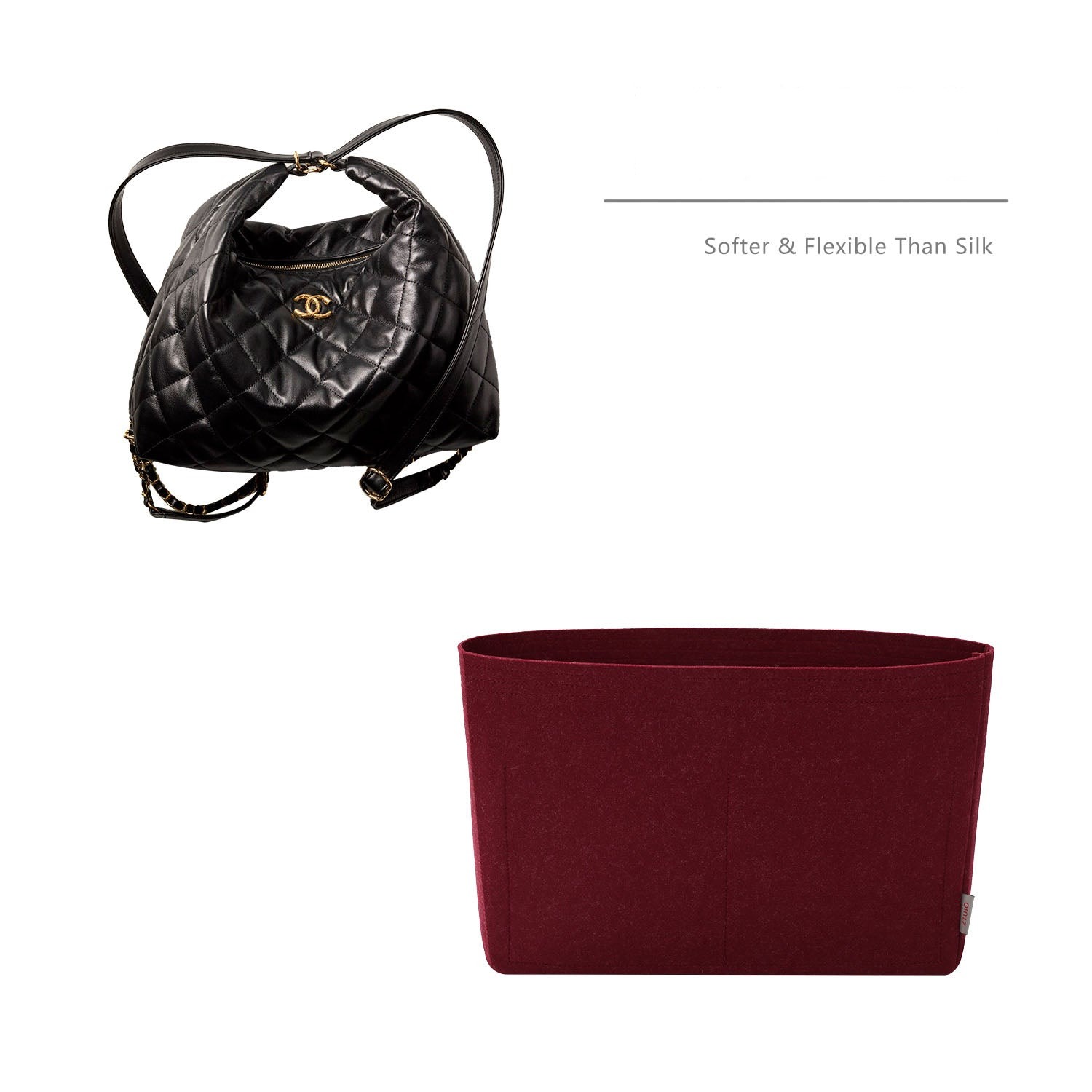 Prémium pénztárca-rendező Chanel Maxi Hobo táskához – Borvörös / Egyedi szín