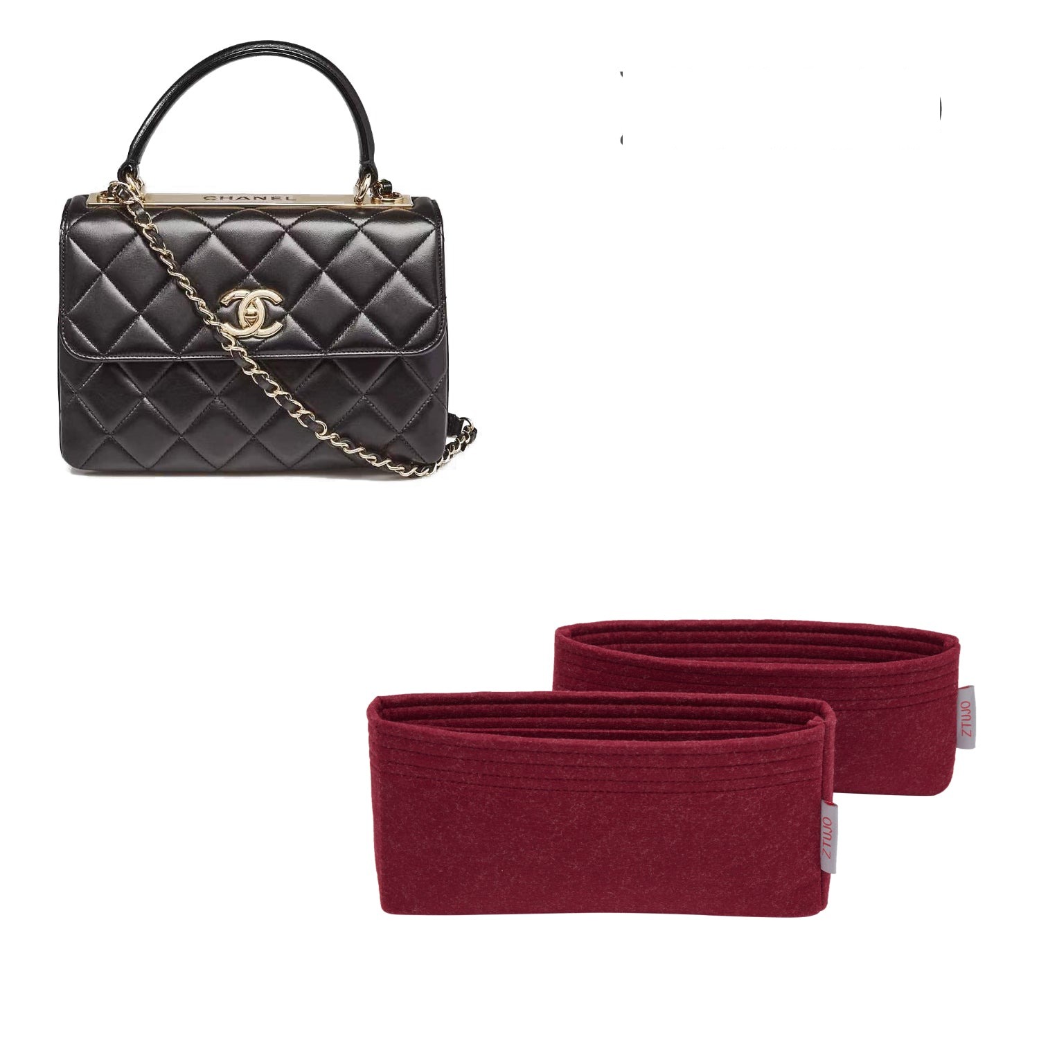 Chanel Trendy CC Small / Medium méretű táska rendező – 2 zsebes filc betét