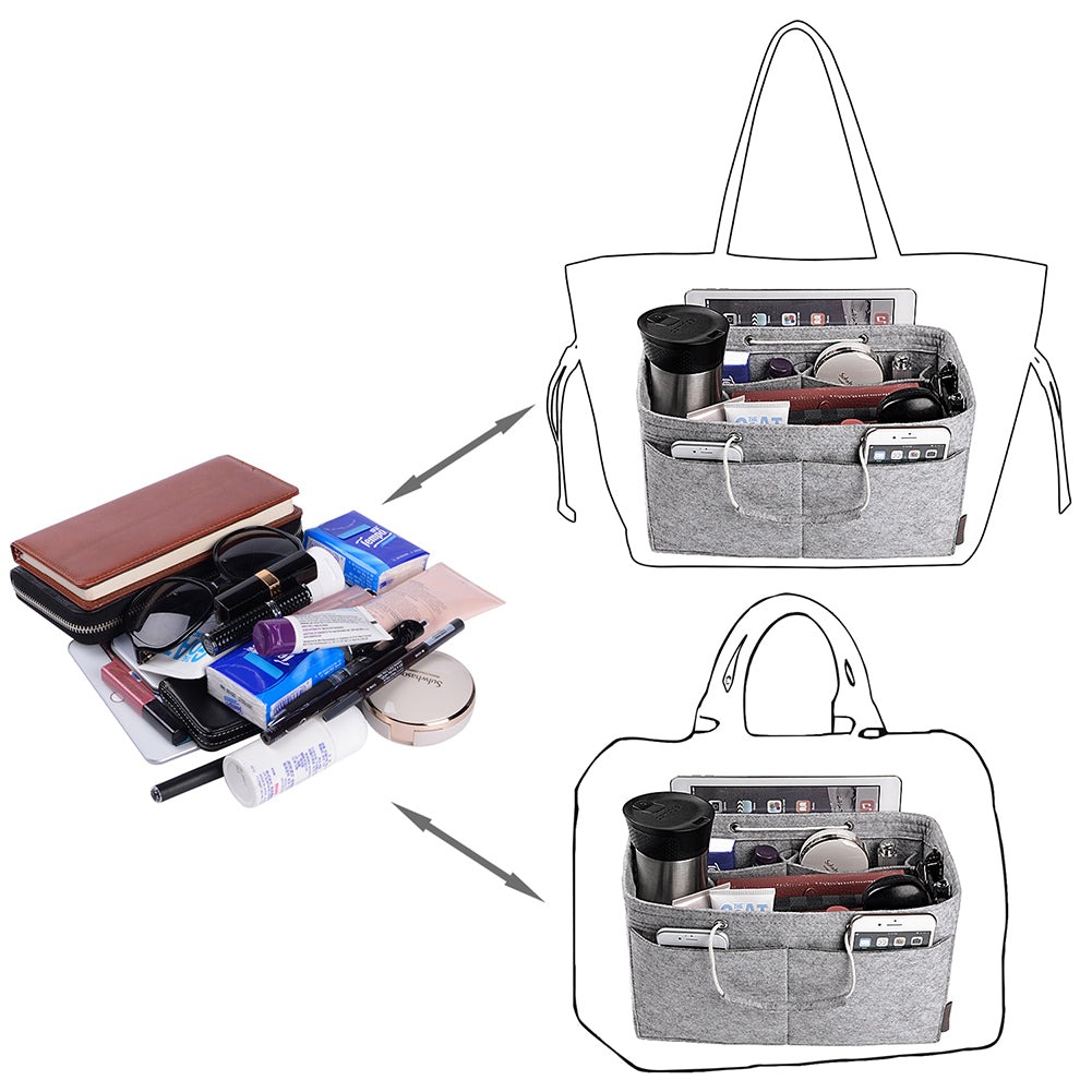 Organizer Tas Felt Multi-Saku dengan Gagang – Cocok untuk LV Speedy 30, 35 & Neverfull MM (Sedang/Besar) product image 4