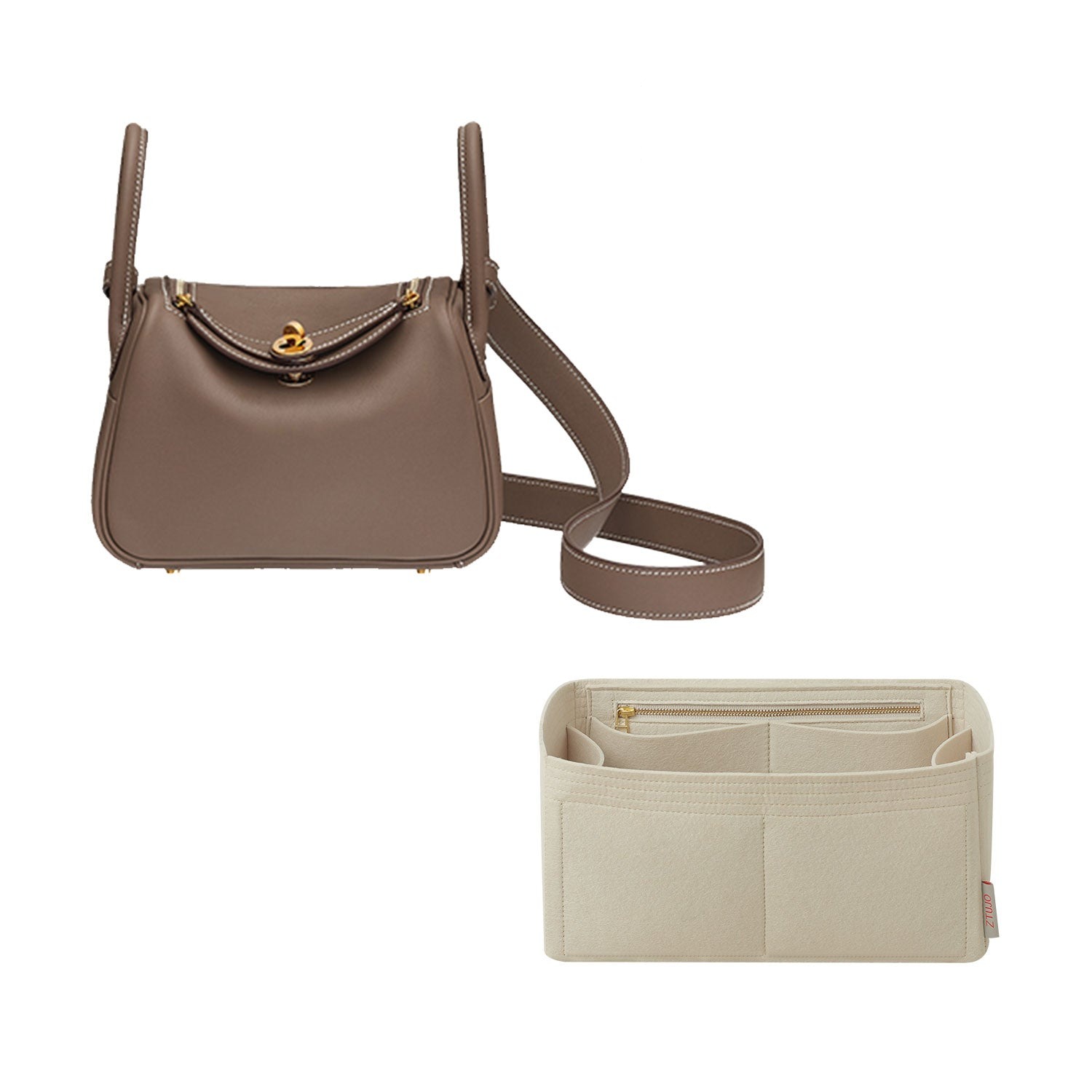 에르메스 린디 미니 / 26 / 30 / 34용 파우치 오거나이저 – 접히지 않은 가장자리, 7개 포켓 product image 7