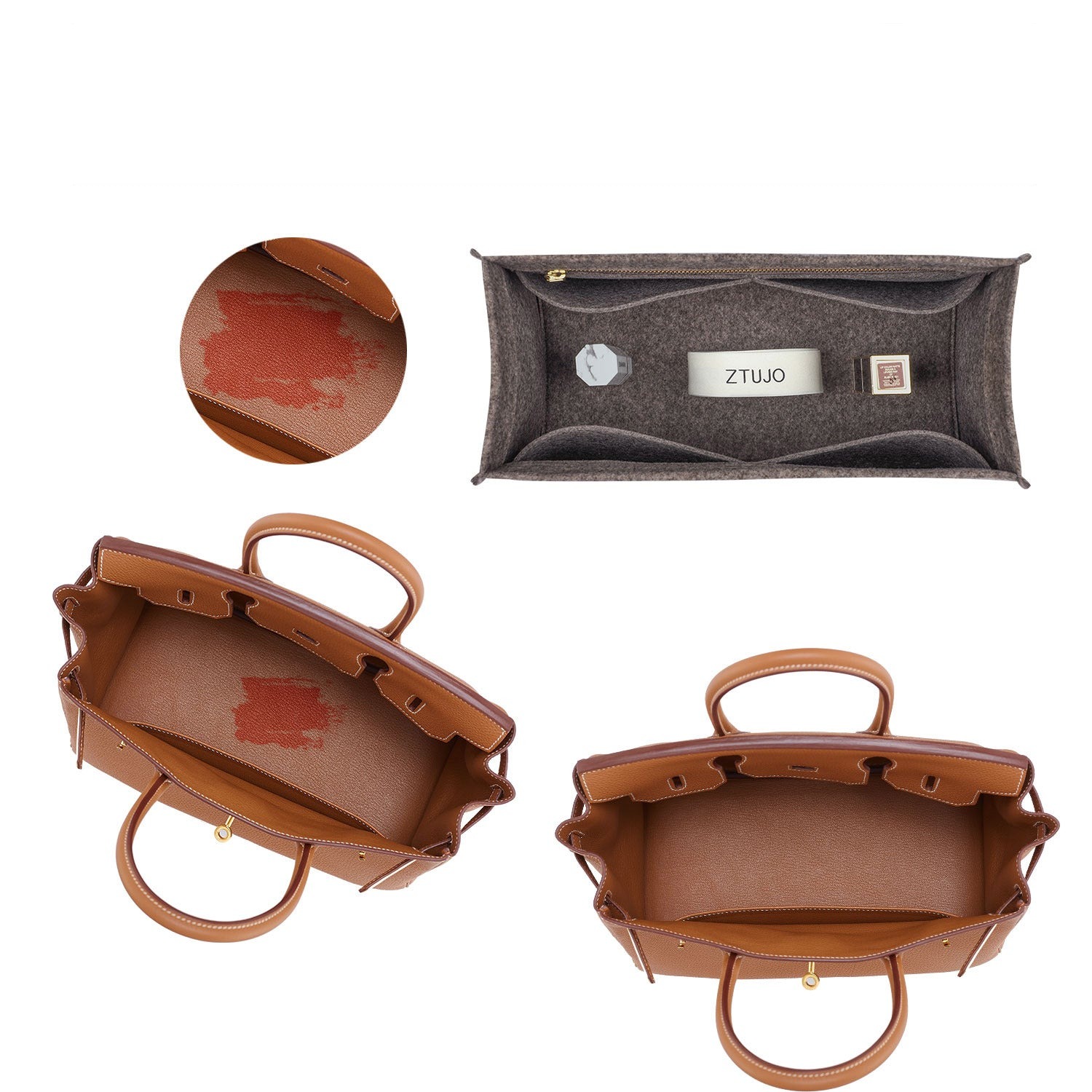 กระเป๋าใส่ของในกระเป๋า Hermes Birkin 25 / 30 / 35 / 40 – ที่คั่นผ้าสักหลาด 5 ช่อง product image 5