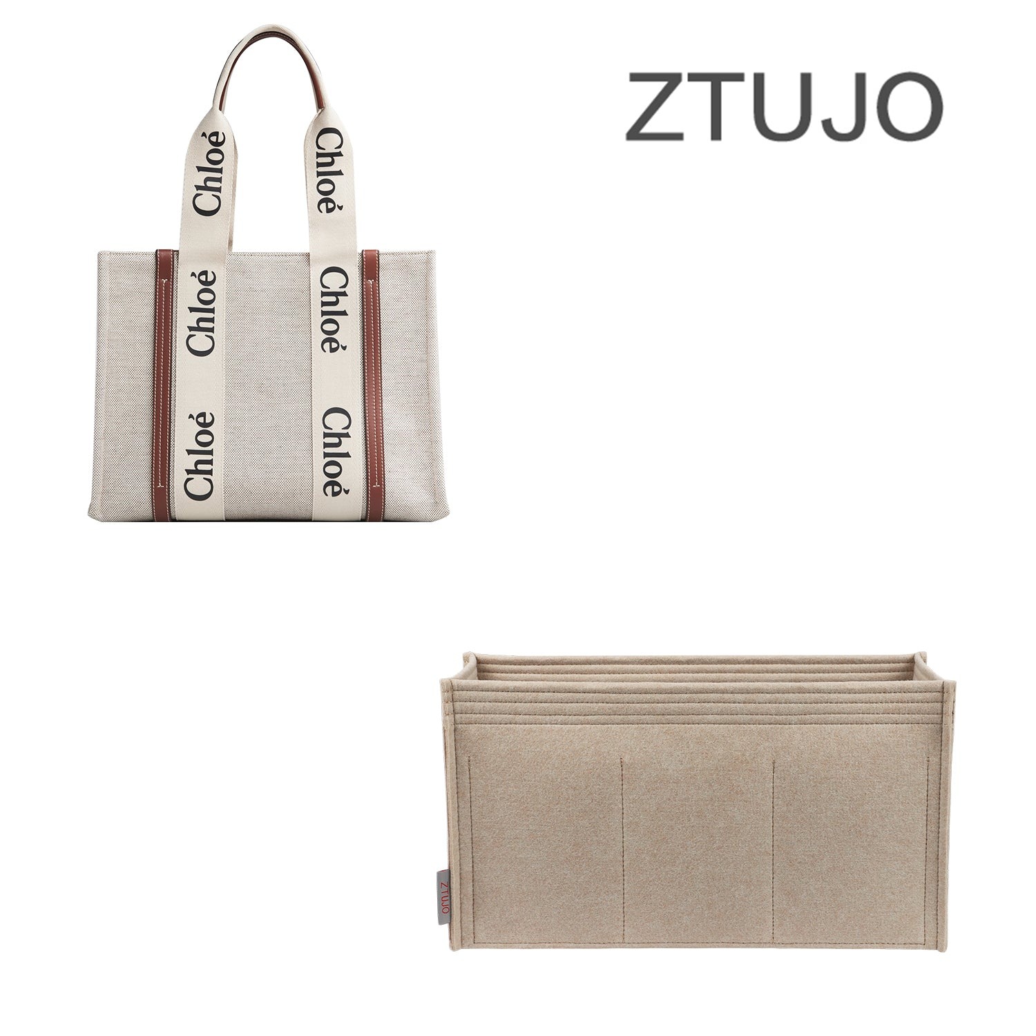 Organizér do kabelky pro Chloe Woody Tote Small / Medium / Large – dokonale padnoucí, prémiová filcová vložka se 7 kapsami
