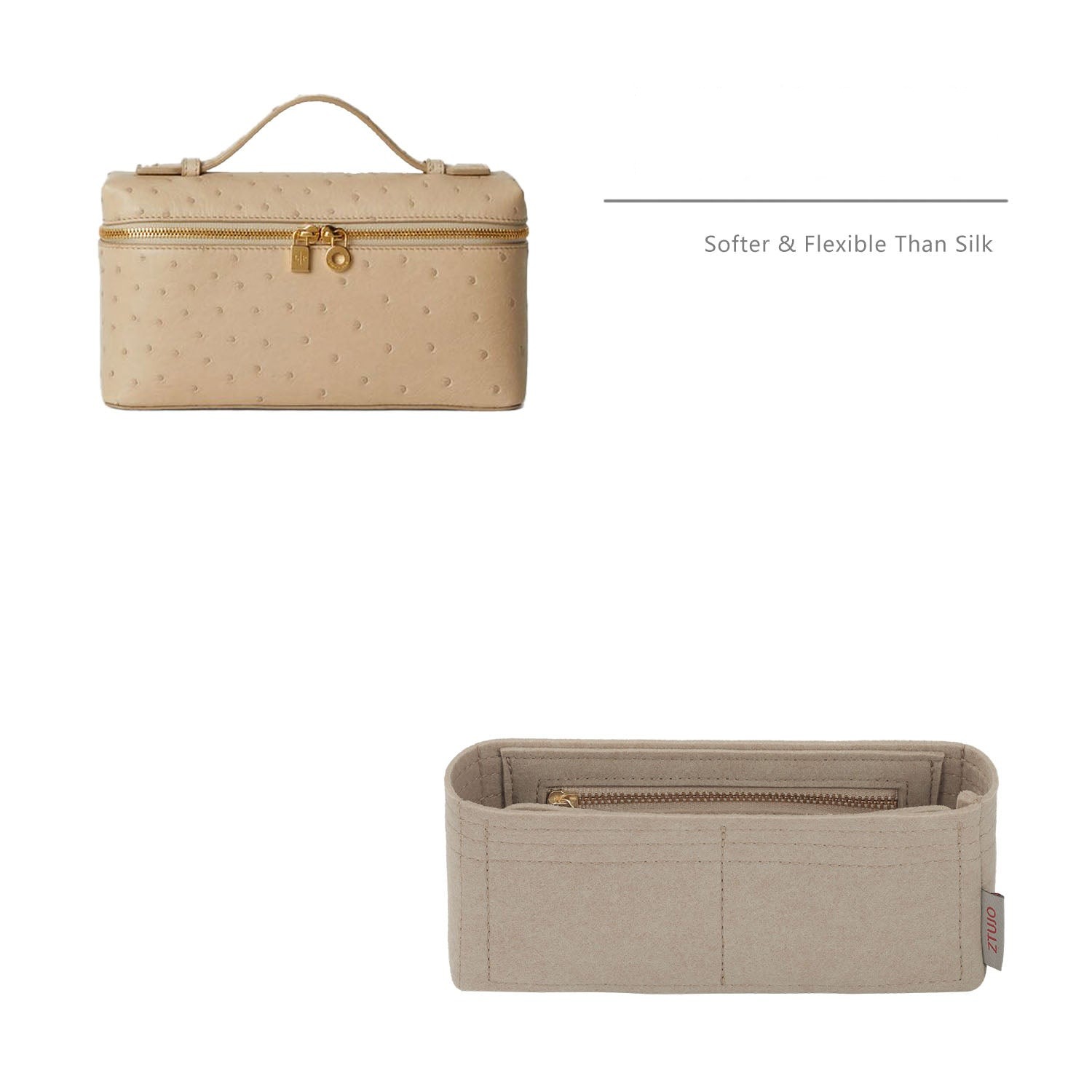 Přenosný organizér do kabelky pro Loro Piana LP Extra Pocket L19 / L27 – 3 kapsy, barva tělově šedá nebo na zakázku