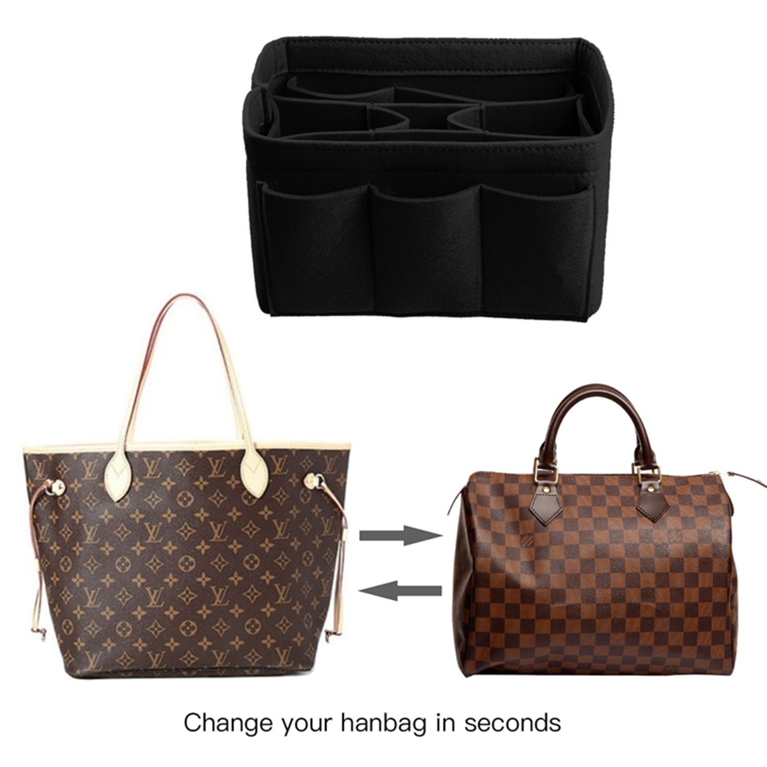 Vložka INNERBAG do kabelky se šitým dnem pro LV Speedy 35 a Neverfull MM – velká detail image 12