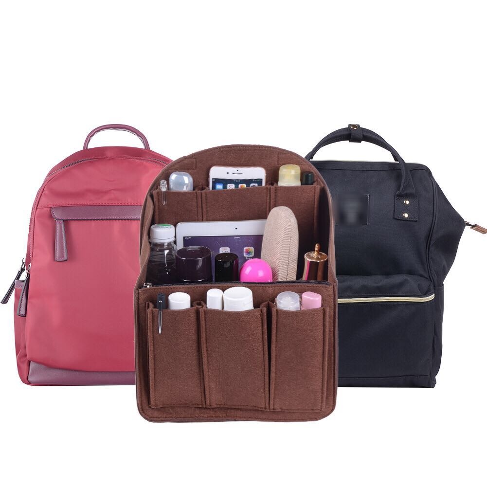 Organizador de bolso de fieltro para mochilas: compatible con bolsos redondos y cuadrados, en beige/gris/marrón/negro. product image 32