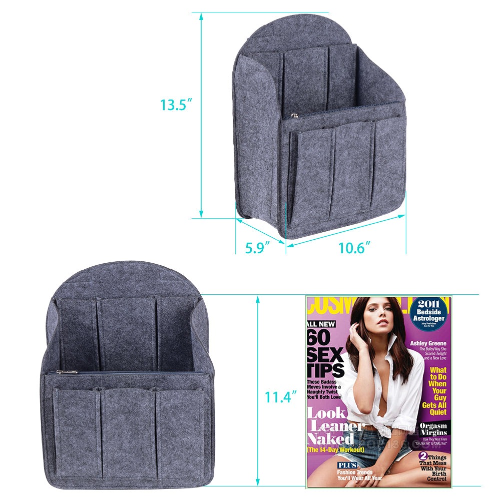 Organizador de bolso de fieltro para mochilas: compatible con bolsos redondos y cuadrados, en beige/gris/marrón/negro. product image 37