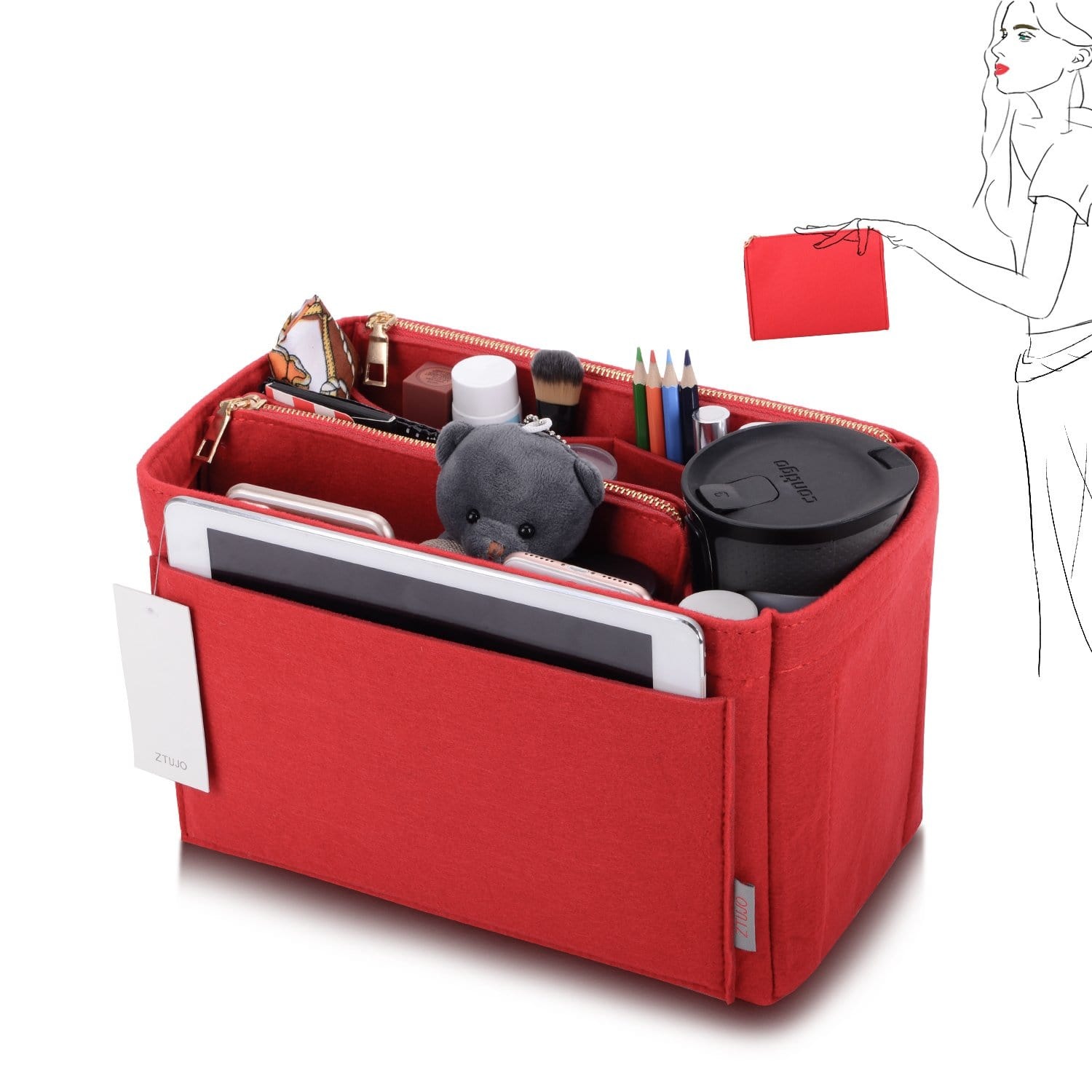 Vložka a organizér do kabelky pro LV Speedy, Neverfull, Graceful, Tote – plstěný tvarovač kabelky detail image 15