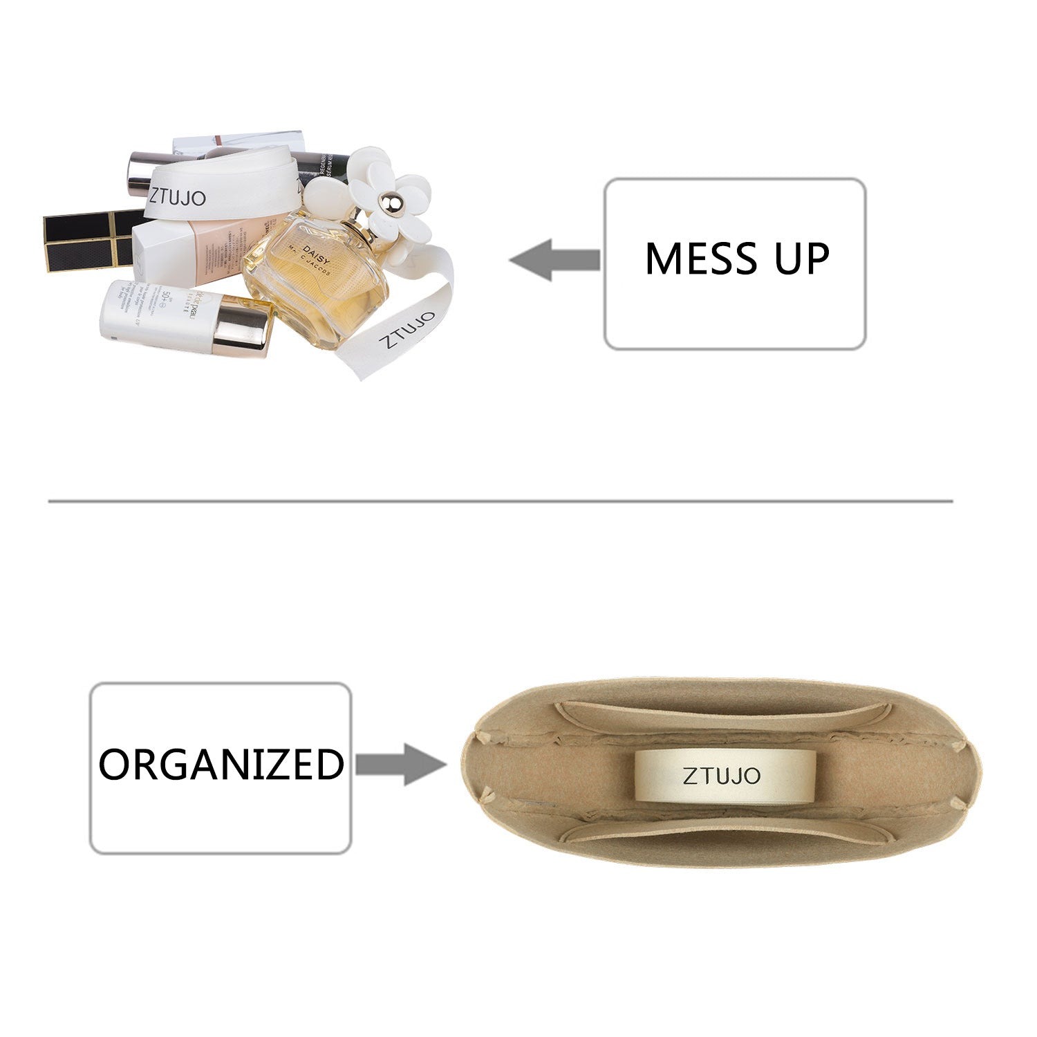 Organizer do torby LV Loop – wkładka z filcu premium, 2 kieszenie, kolor szary lub na zamówienie product image 4