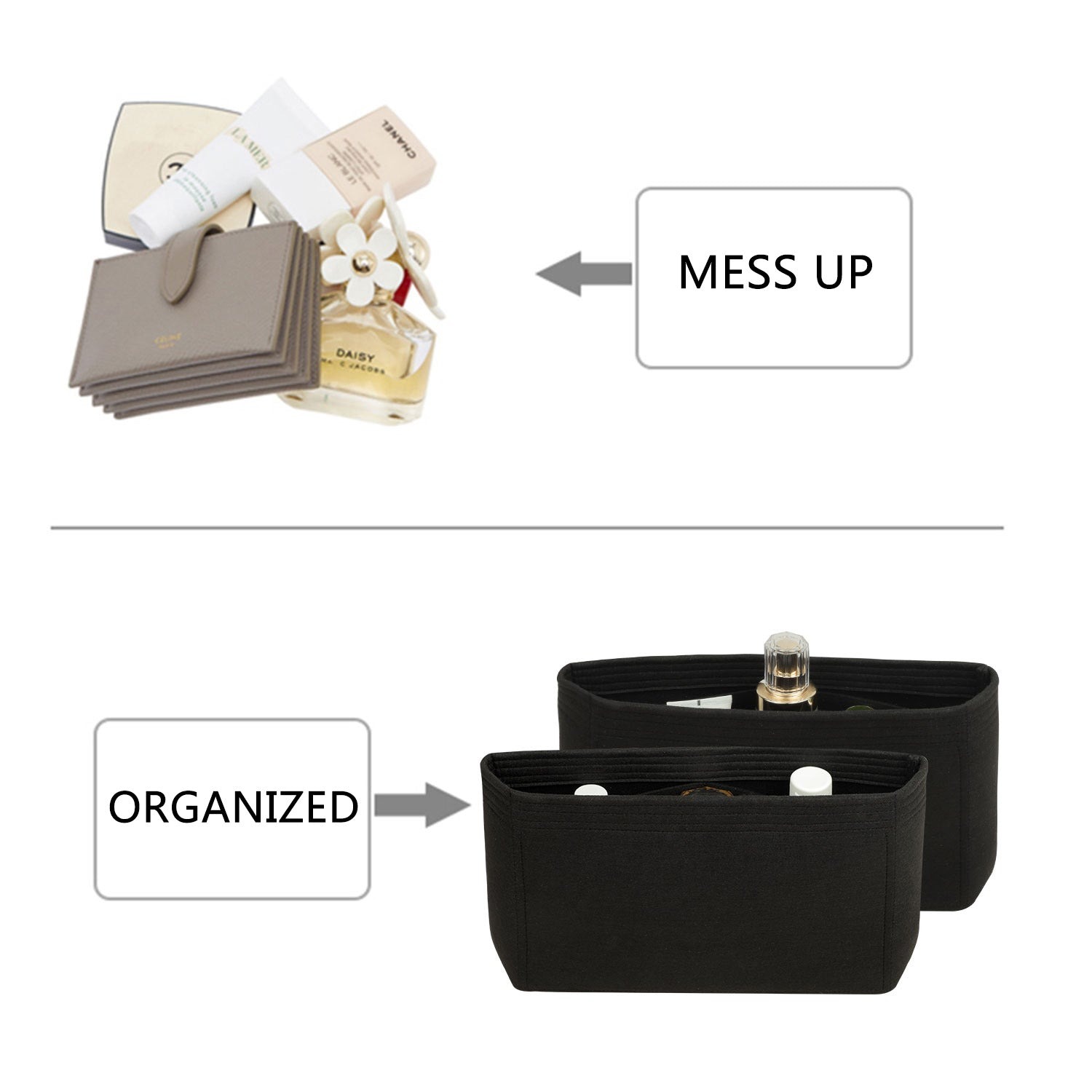 Premium pungorganizer til Chanel Grand Shopping Tote GST – 6 lommer, filt detail image 3