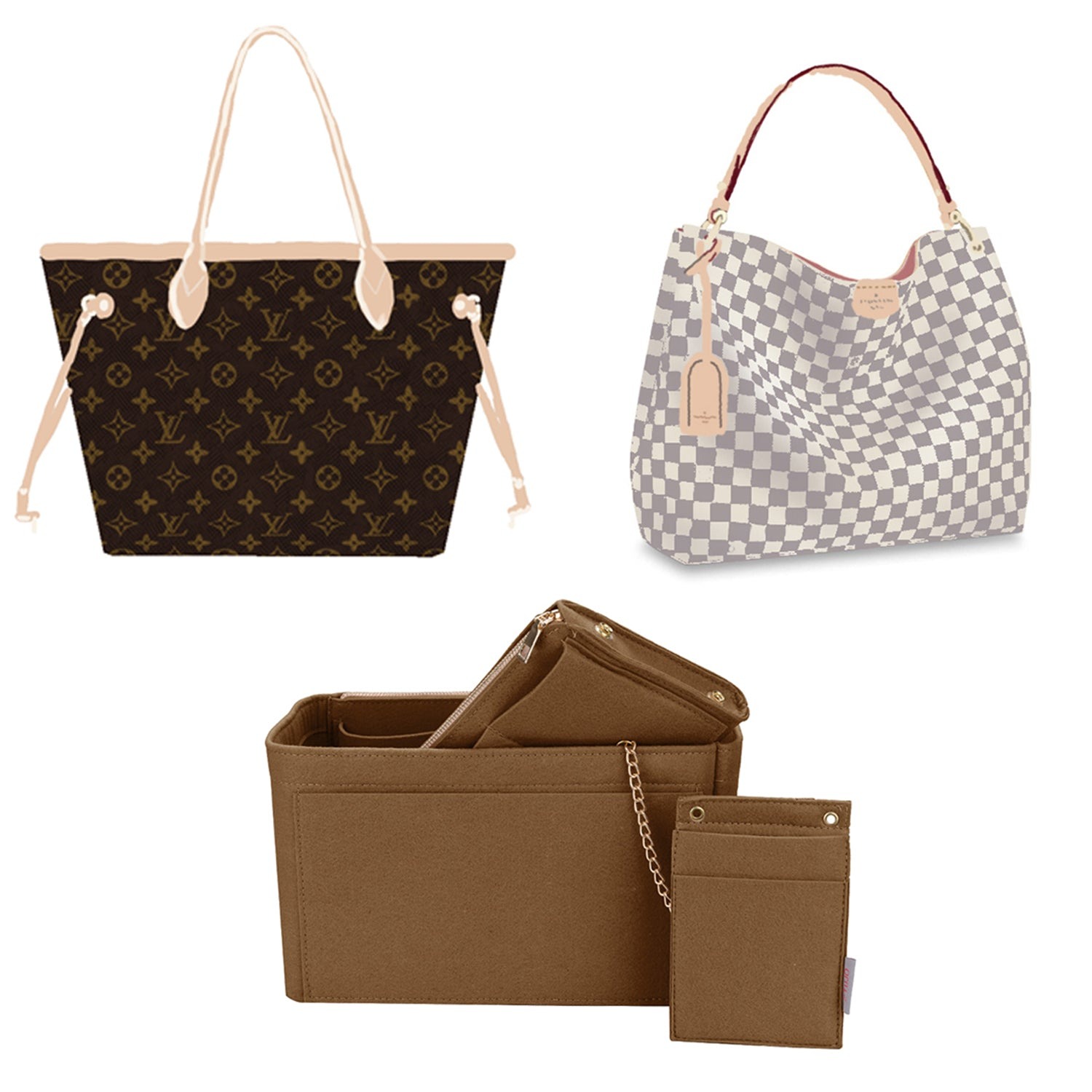 Vložka do kabelky pro návrhářské kabelky s kapsou blokující RFID – sedí na LV Speedy, Neverfull a další product image 40