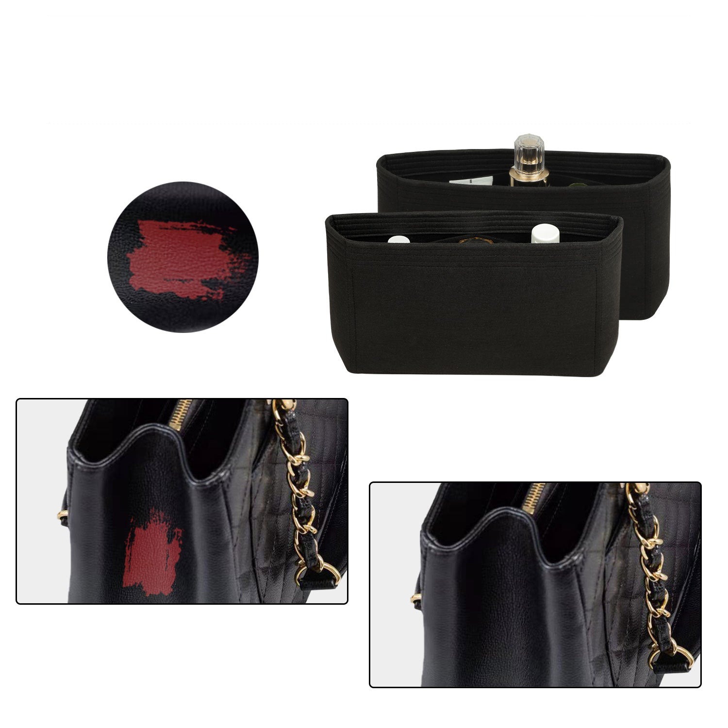 Premium pungorganizer til Chanel Grand Shopping Tote GST – 6 lommer, filt detail image 4