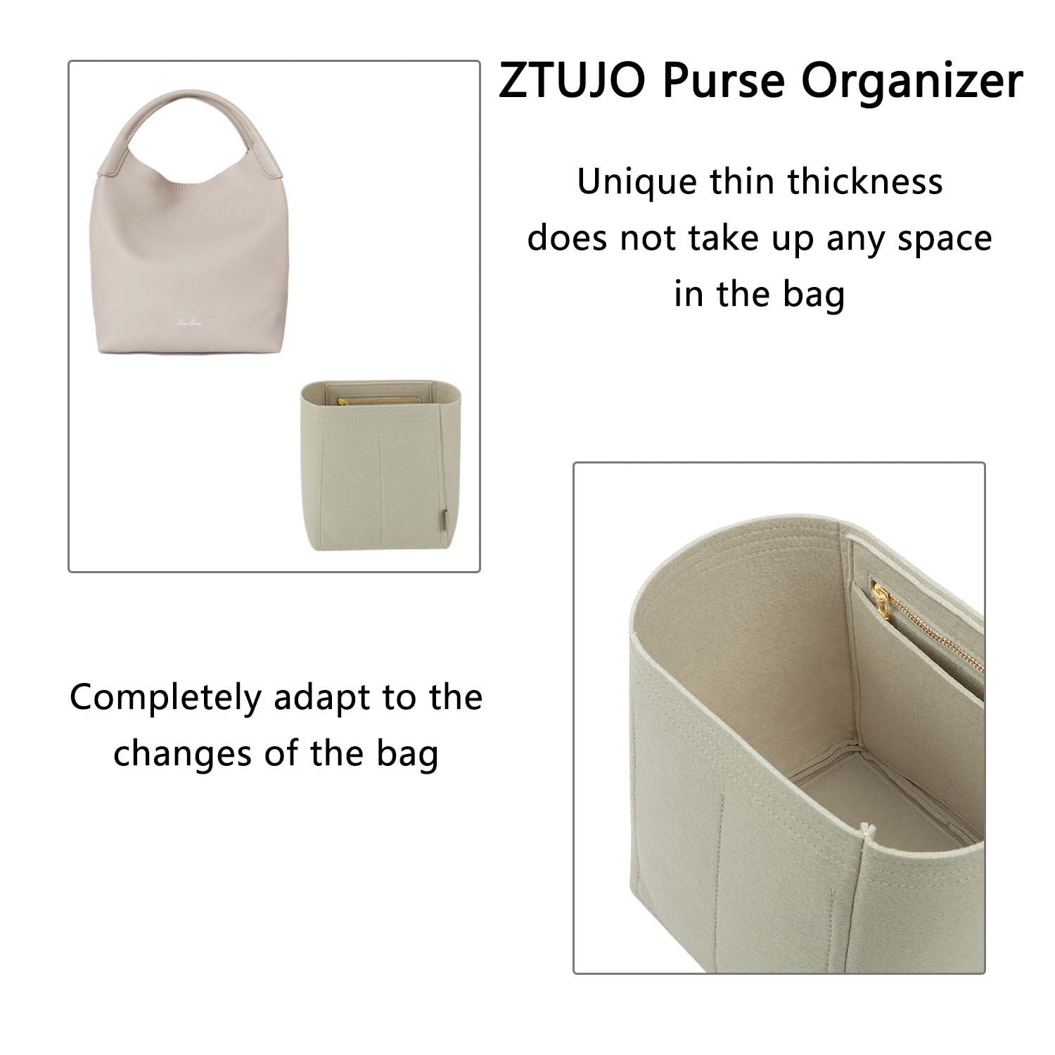 Organizer do torebki Loro Piana LP Bale Micro / Small / Large – 4 kieszenie, zamek YKK product image 6