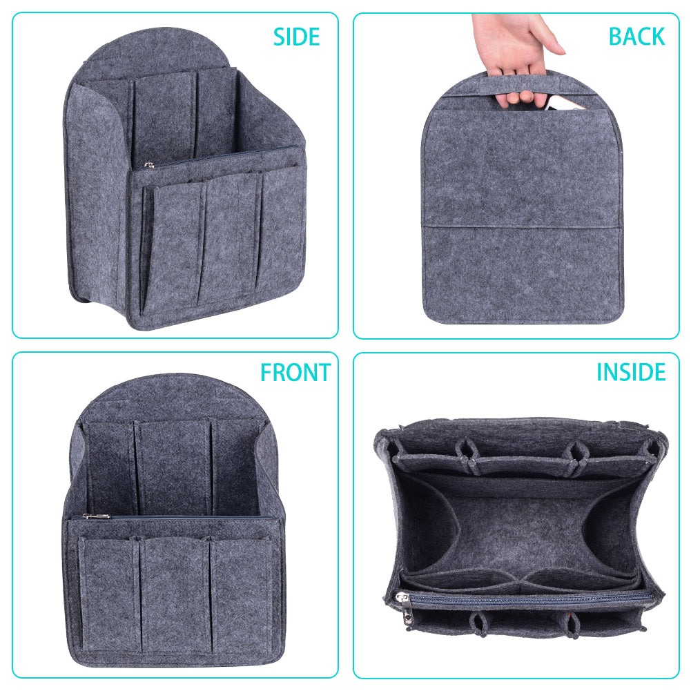 Organizador de bolso de fieltro para mochilas: compatible con bolsos redondos y cuadrados, en beige/gris/marrón/negro. product image 36