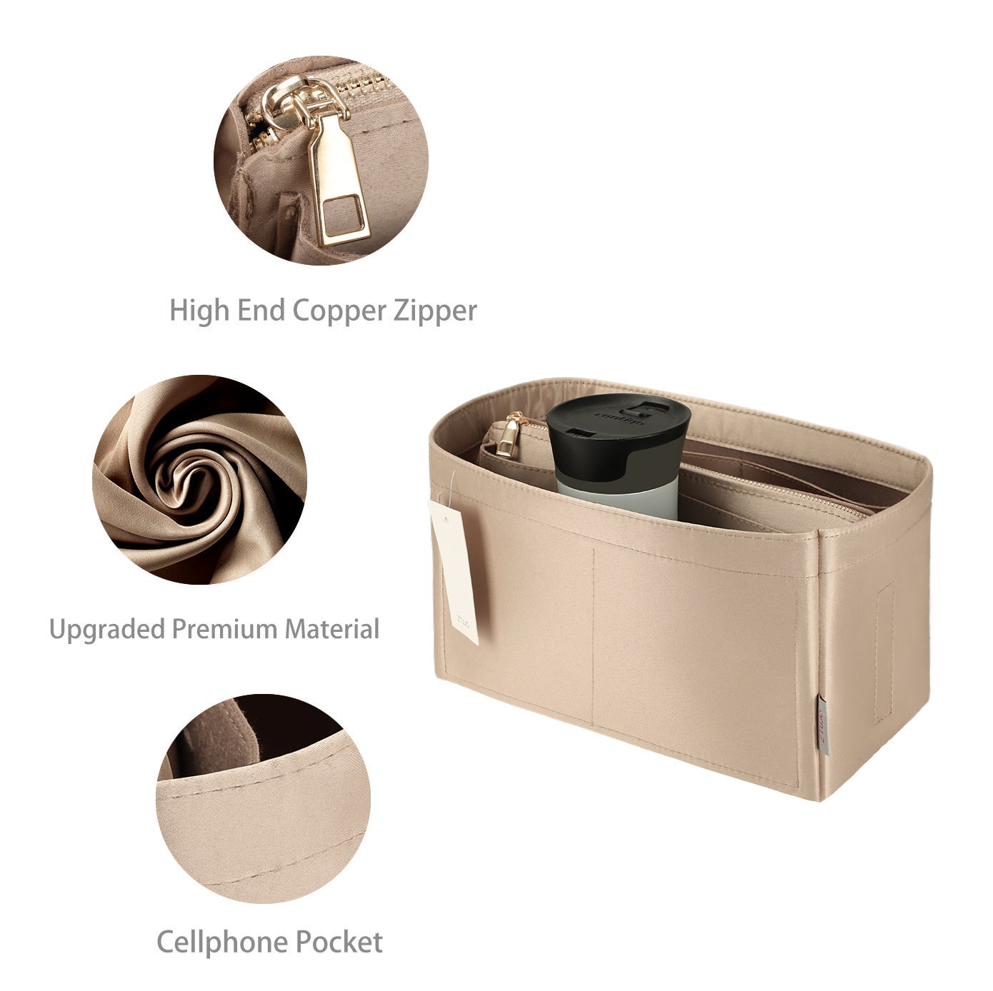 Jedwabista wkładka organizująca do torebki dla Speedy, Neverfull, ONTHEGO Tote i innych – 8 kieszeni, 7 rozmiarów product image 4