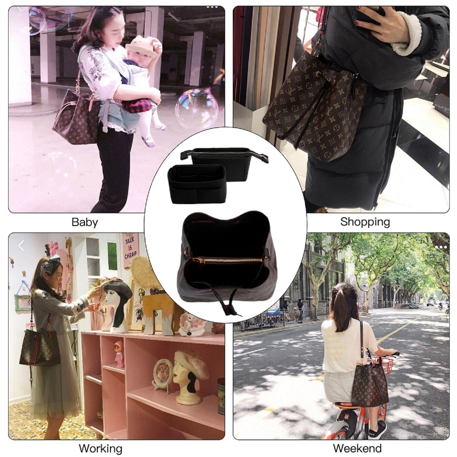 퍼스 오거나이저, LV NeoNoe Noé 시리즈용 2팩 백 인 백 인서트 product image 14