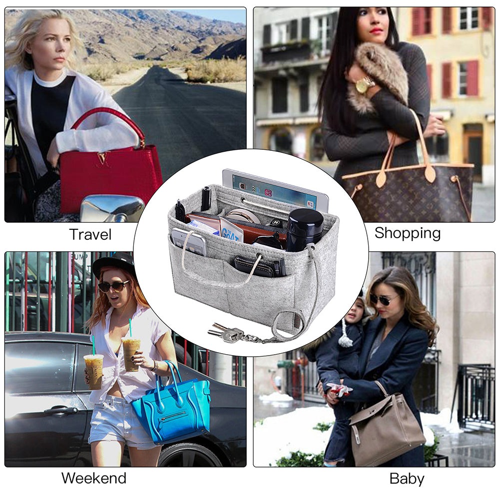 Organizer Tas Felt Multi-Saku dengan Gagang – Cocok untuk LV Speedy 30, 35 & Neverfull MM (Sedang/Besar) product image 7