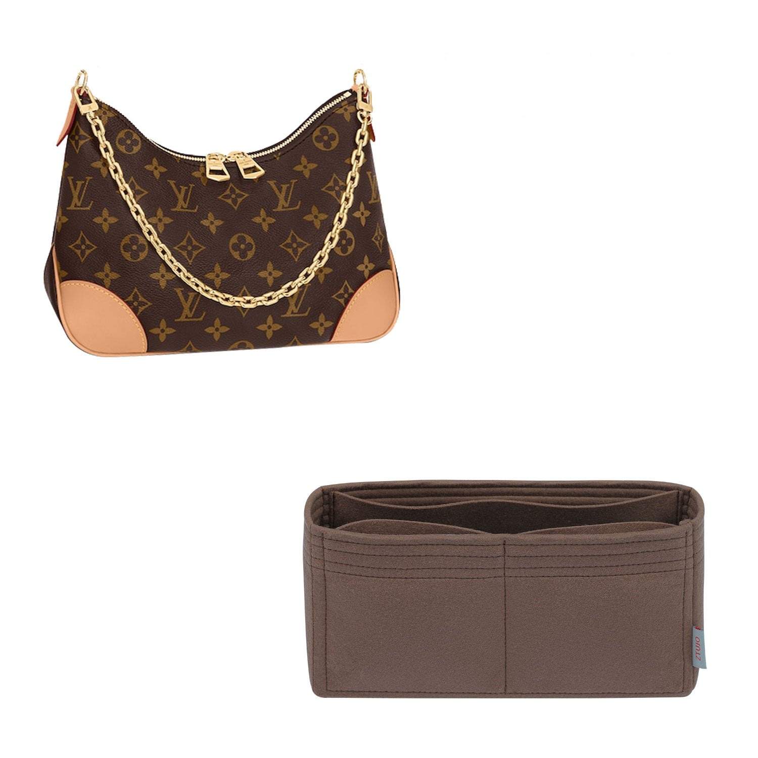 Organizador de Bolsa Premium para LV Boulogne – 3 Bolsos, Café Escuro ou Cor Personalizada