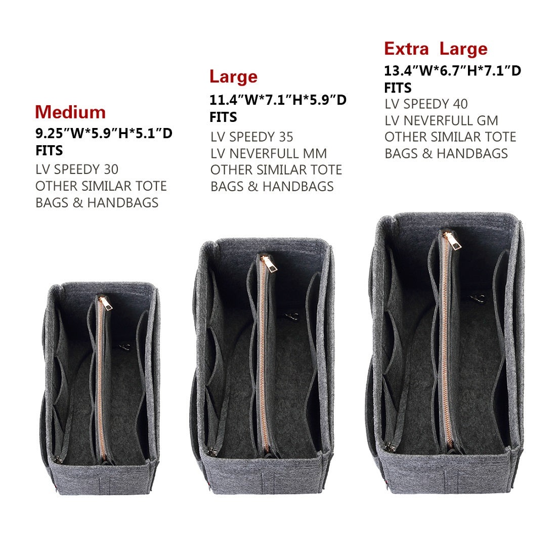 Organizador para Bolsa LV Speedy Neverfull Tote – 6 Tamanhos, Insert de Feltro para Bolsa com Zíper product image 24