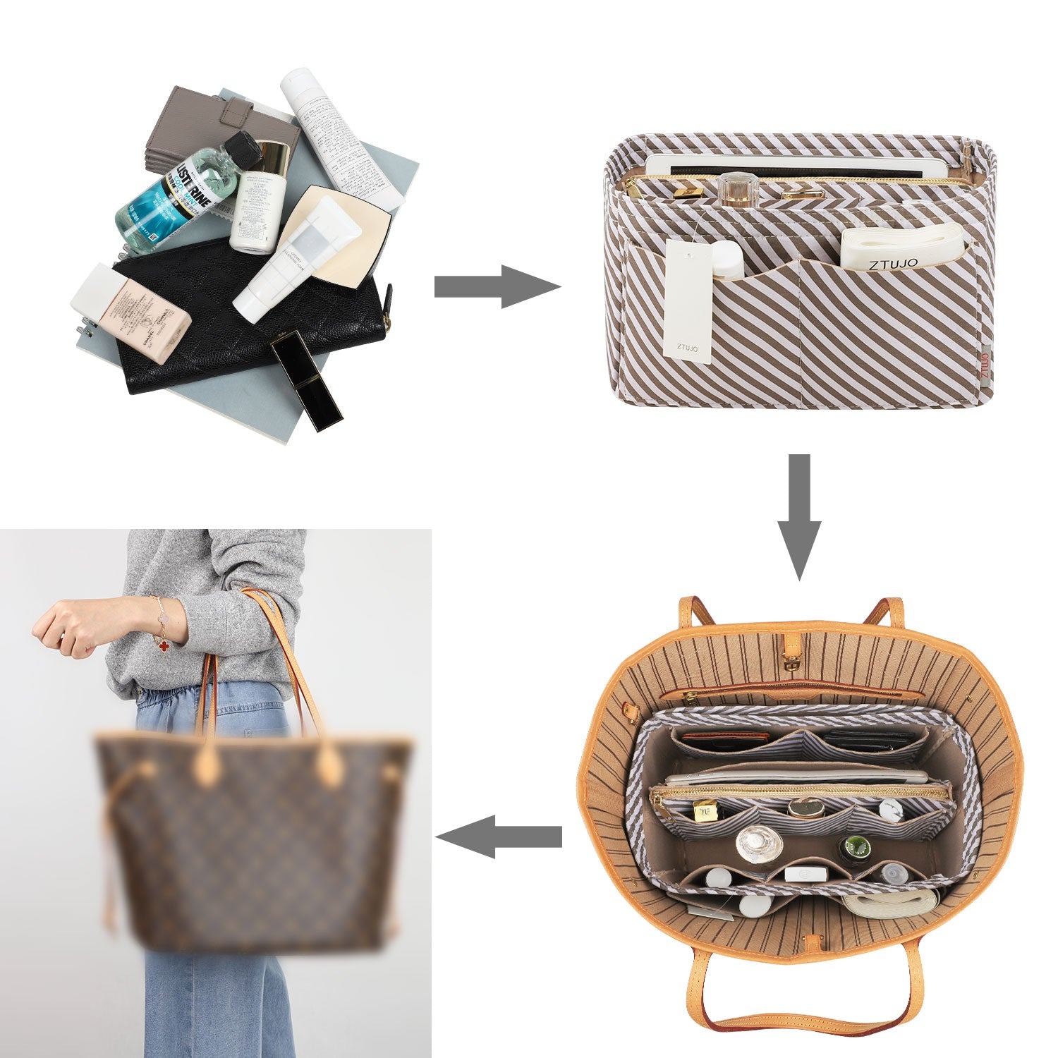 Organizador para Bolsa LV Speedy Neverfull Tote – 6 Tamanhos, Insert de Feltro para Bolsa com Zíper product image 102