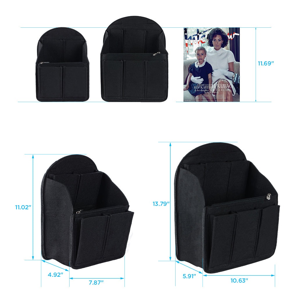 Organizador de bolso de fieltro para mochilas: compatible con bolsos redondos y cuadrados, en beige/gris/marrón/negro. product image 16
